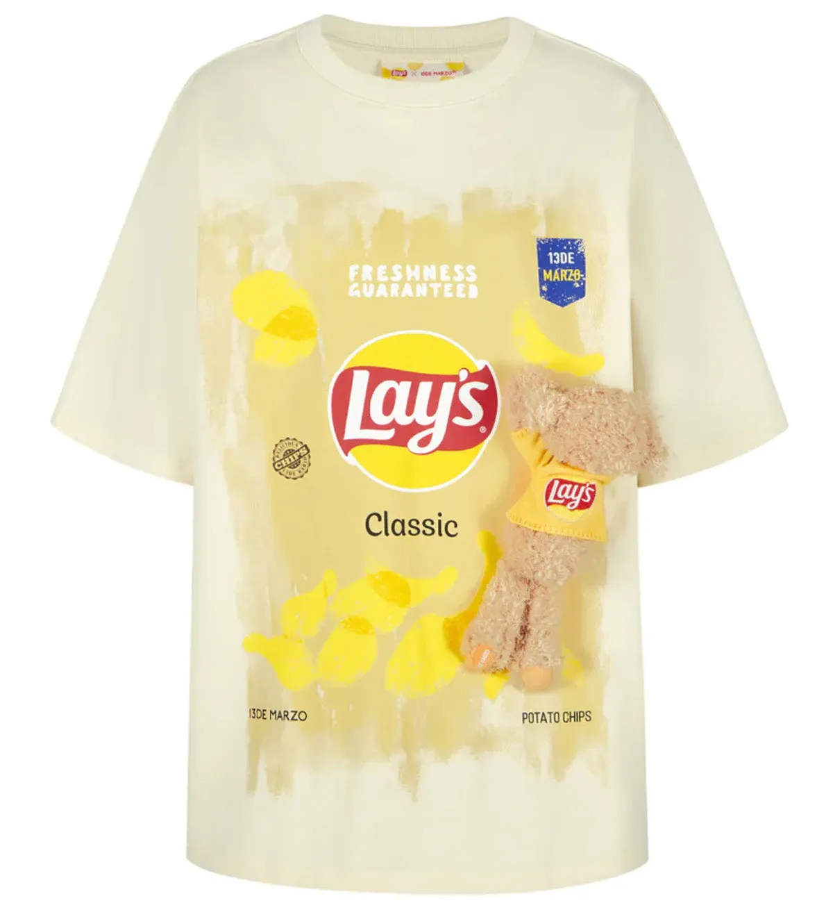 13DE MARZO x Lay's Crayon Drawing T-Shirt (Beige)
