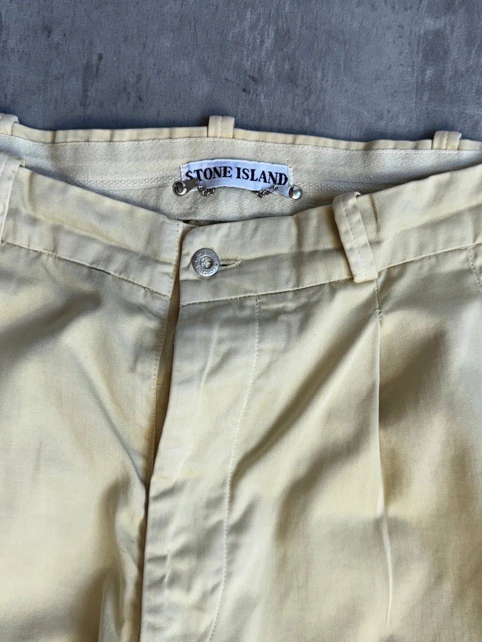 1990s Stone Island Pleated Beige Relaxed Trousers