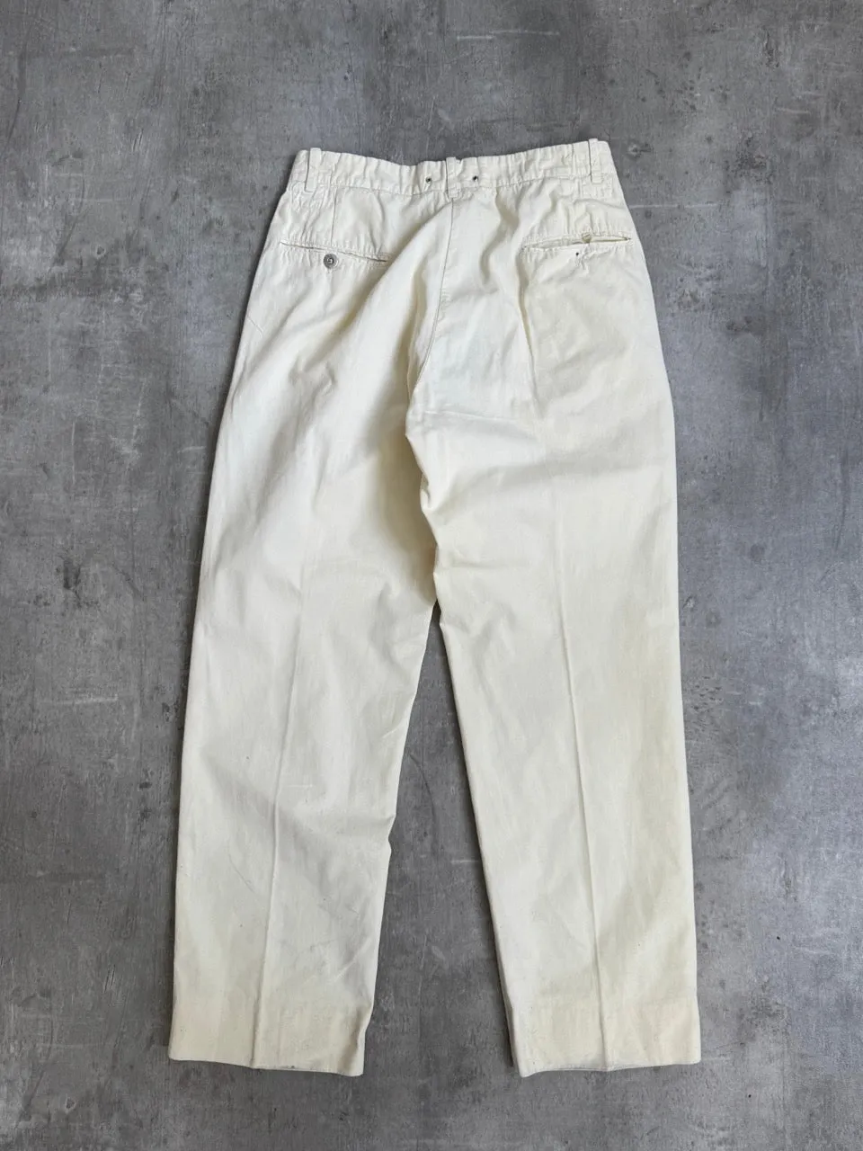 1990s Stone Island Pleated Cream Relaxed Trousers