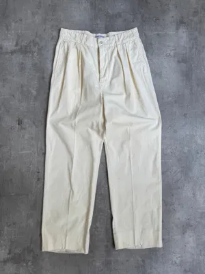 1990s Stone Island Pleated Cream Relaxed Trousers