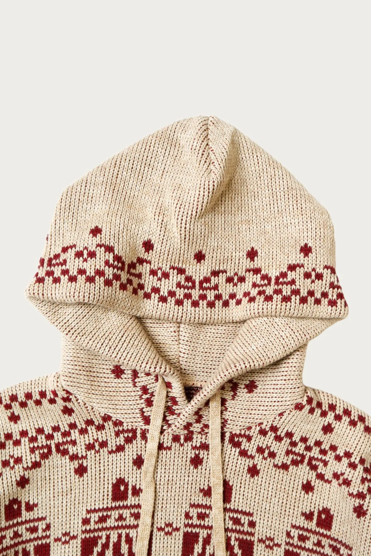 5G Jacquard Knit Hood Sweater - Red