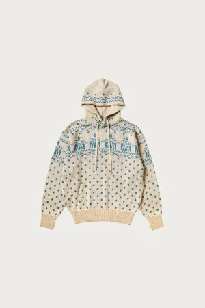 5G Jacquard Knit Hood Sweater - Sax