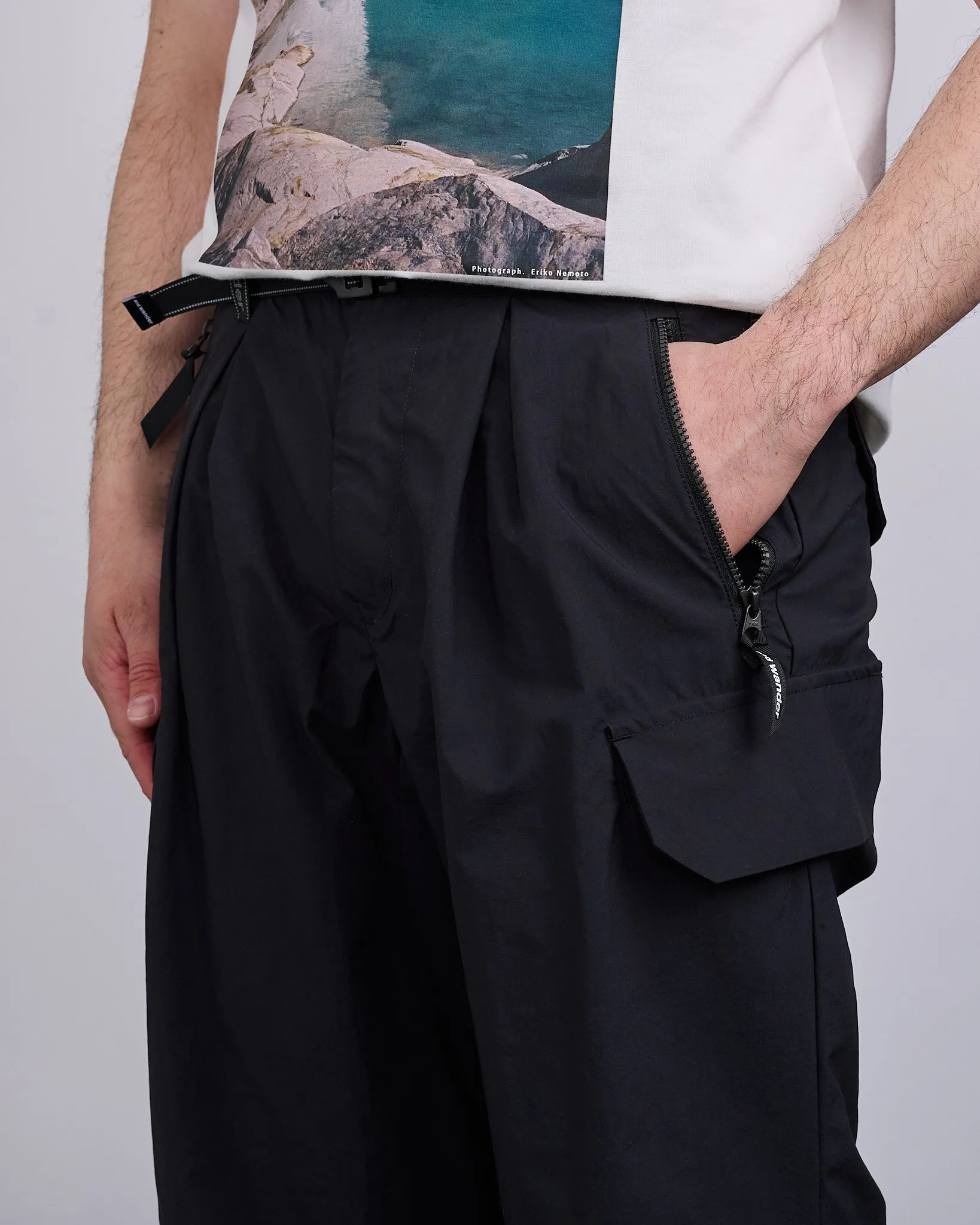 and wander Nylon Twill Relaxed Pant Black