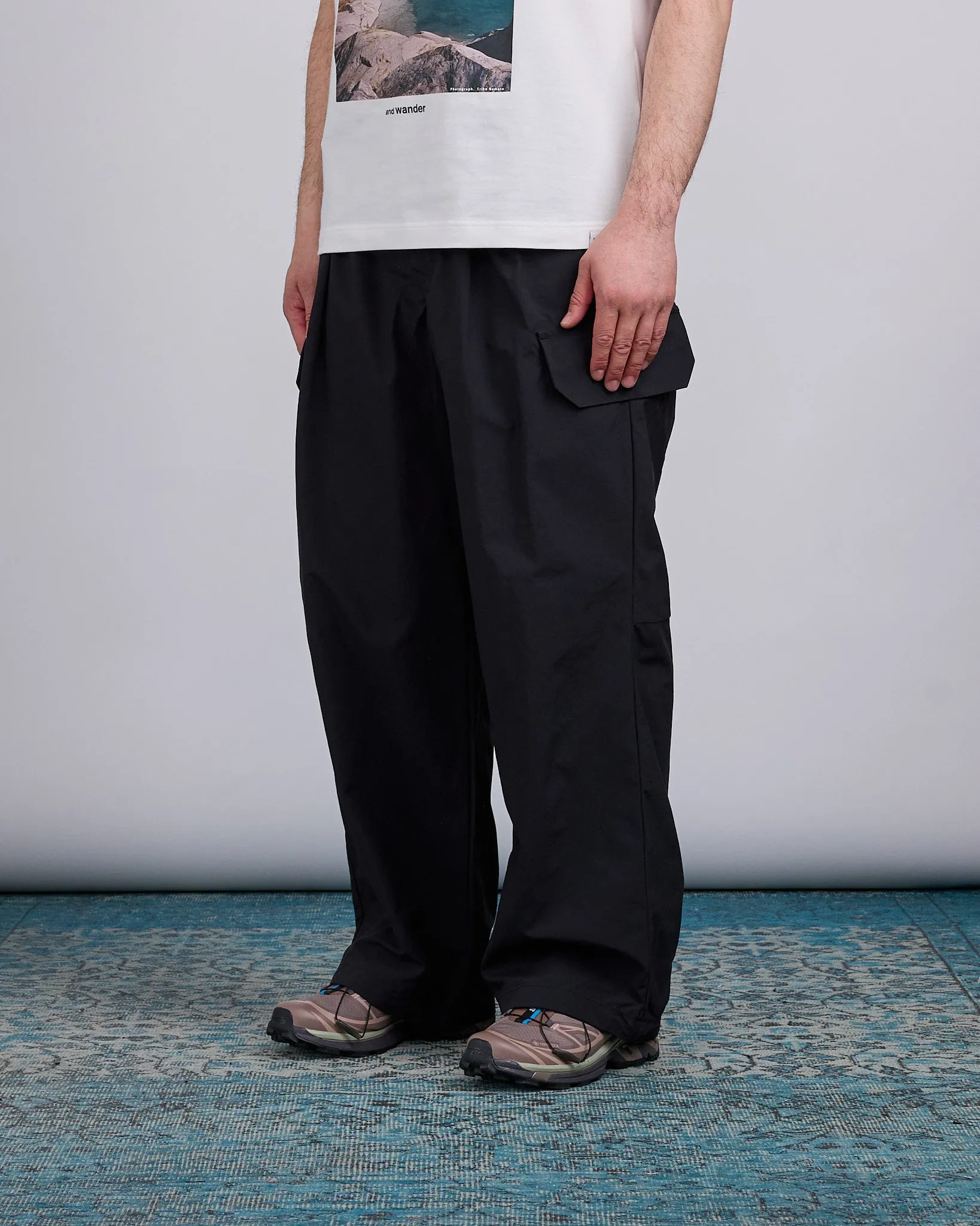 and wander Nylon Twill Relaxed Pant Black