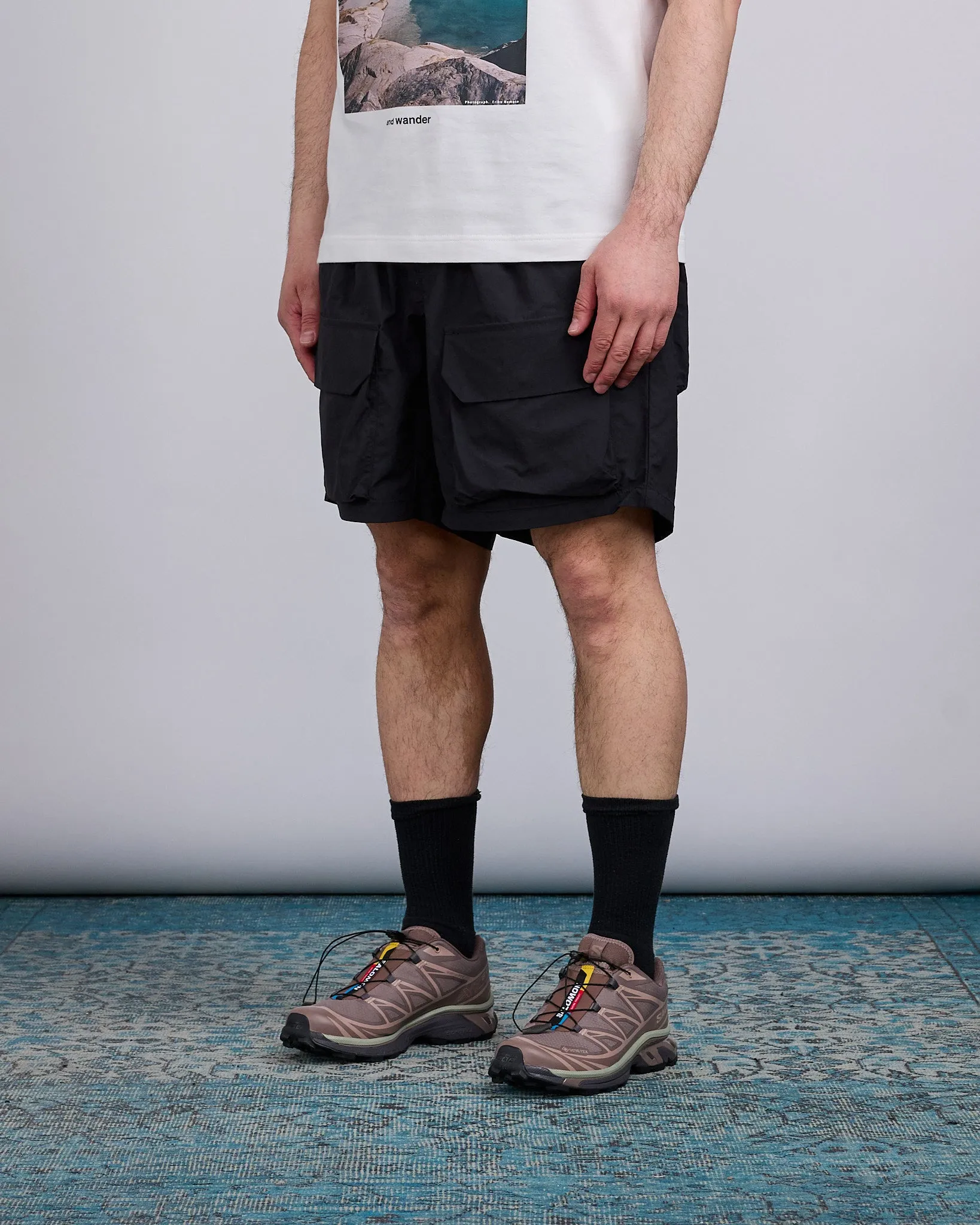 and wander Nylon Twill Relaxed Short Black