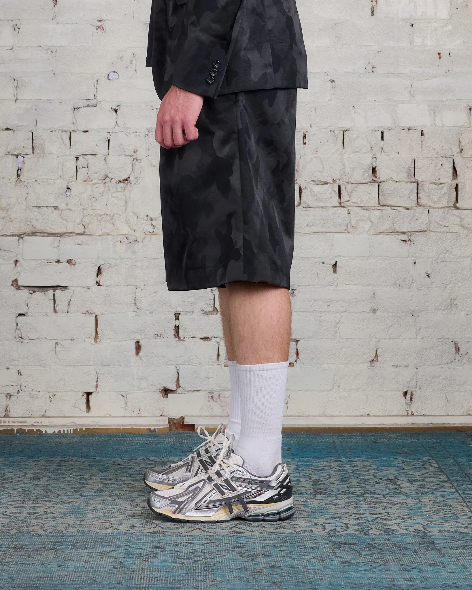 COMME des GARONS HOMME Plus Nylon Jacquard Camo Pattern Short Black