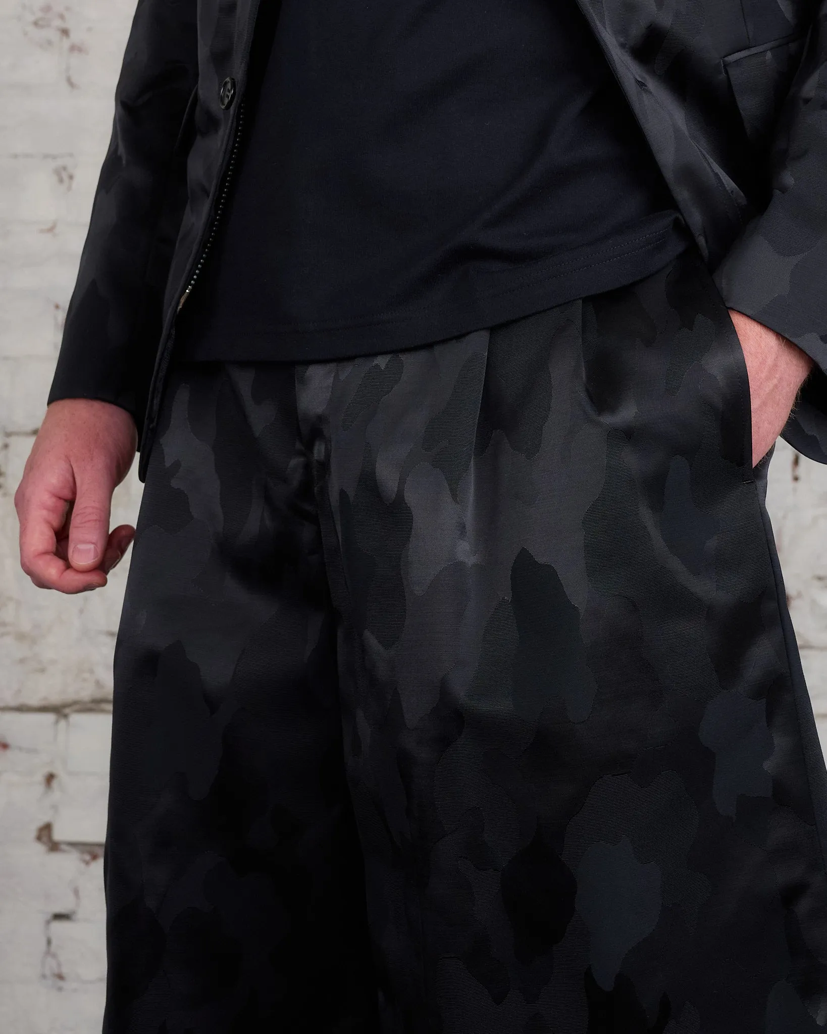COMME des GARONS HOMME Plus Nylon Jacquard Camo Pattern Short Black