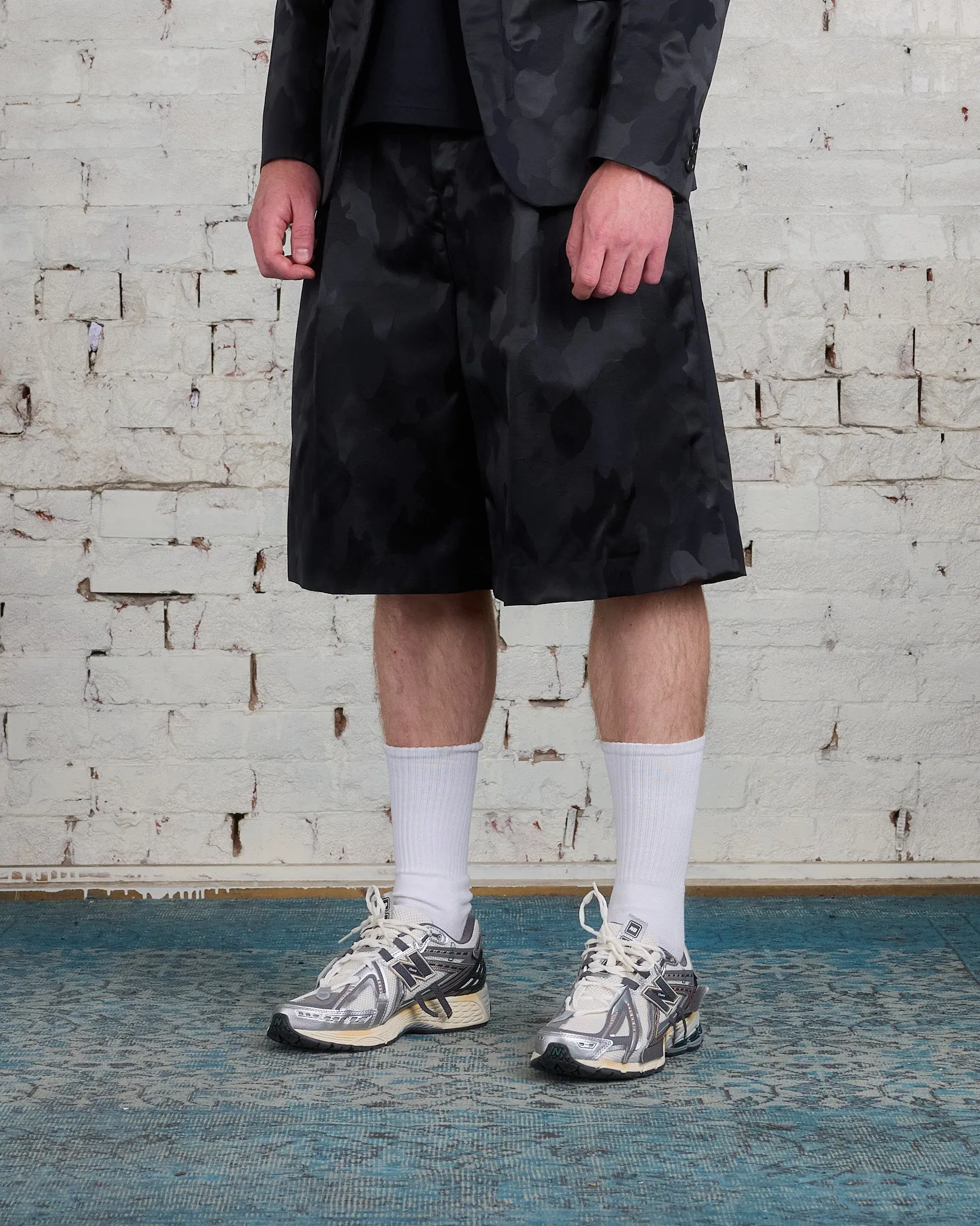 COMME des GARONS HOMME Plus Nylon Jacquard Camo Pattern Short Black