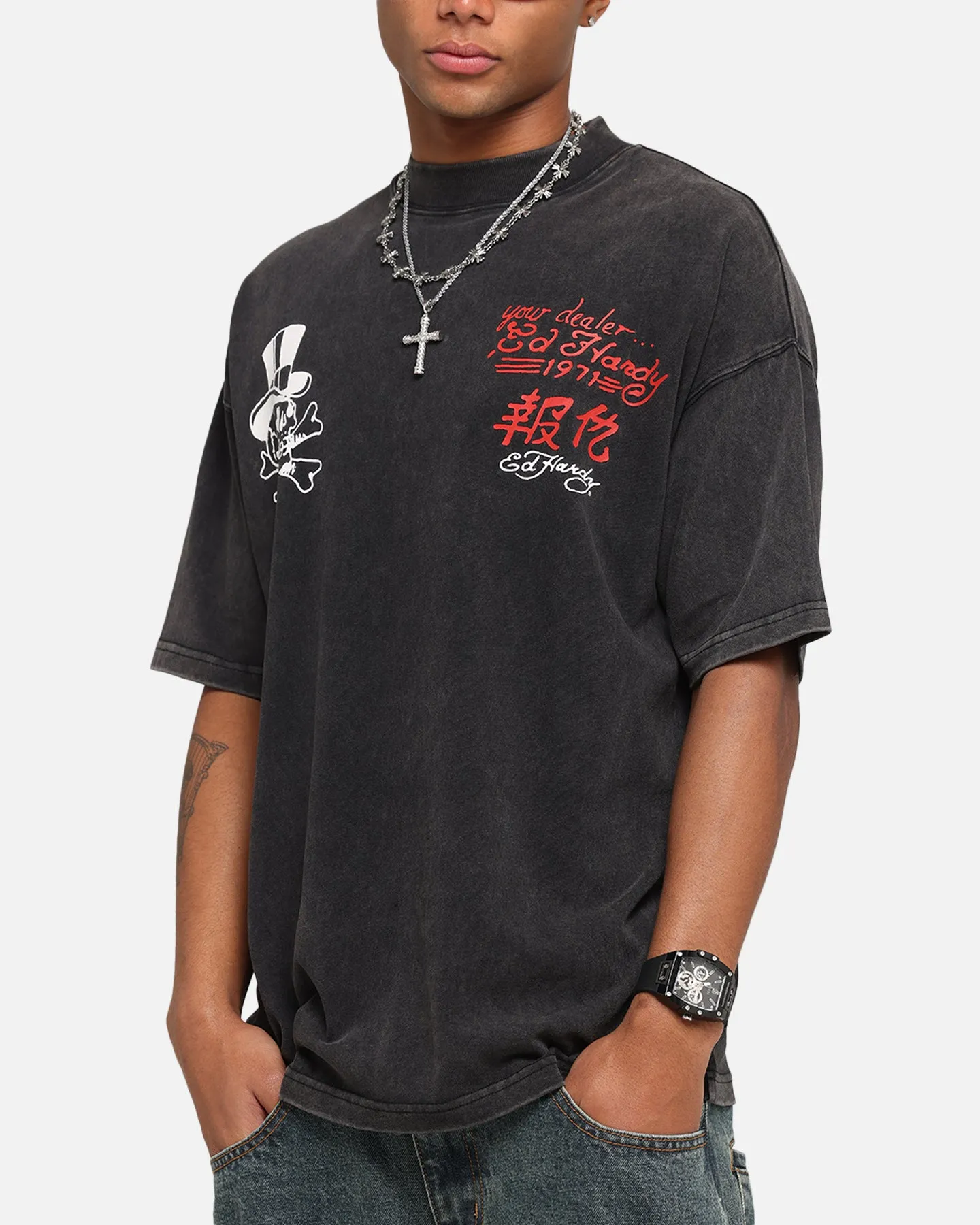 Ed Hardy Love Kills Oversized T-Shirt Black