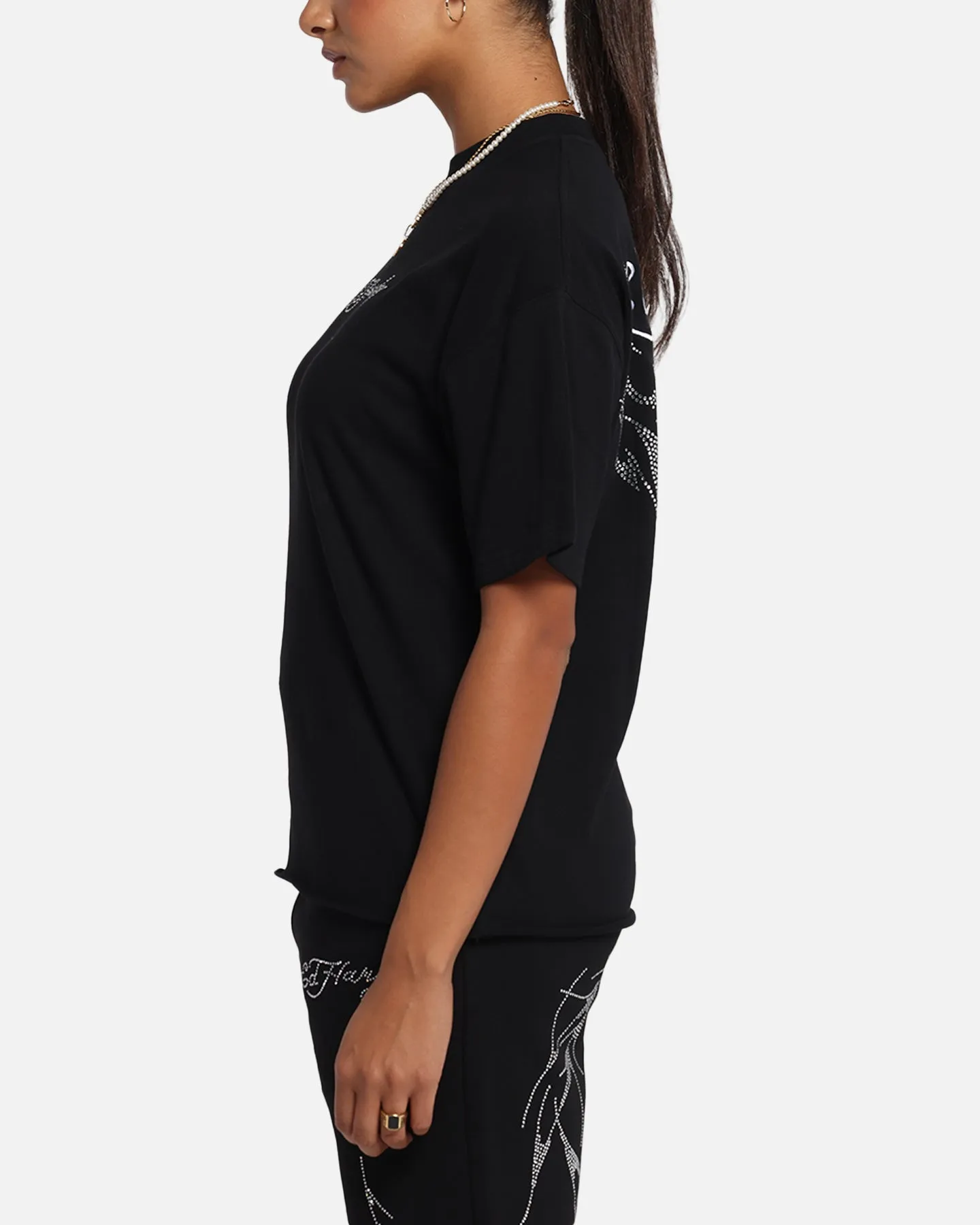 Ed Hardy Techno Rhinestone T-Shirt Black