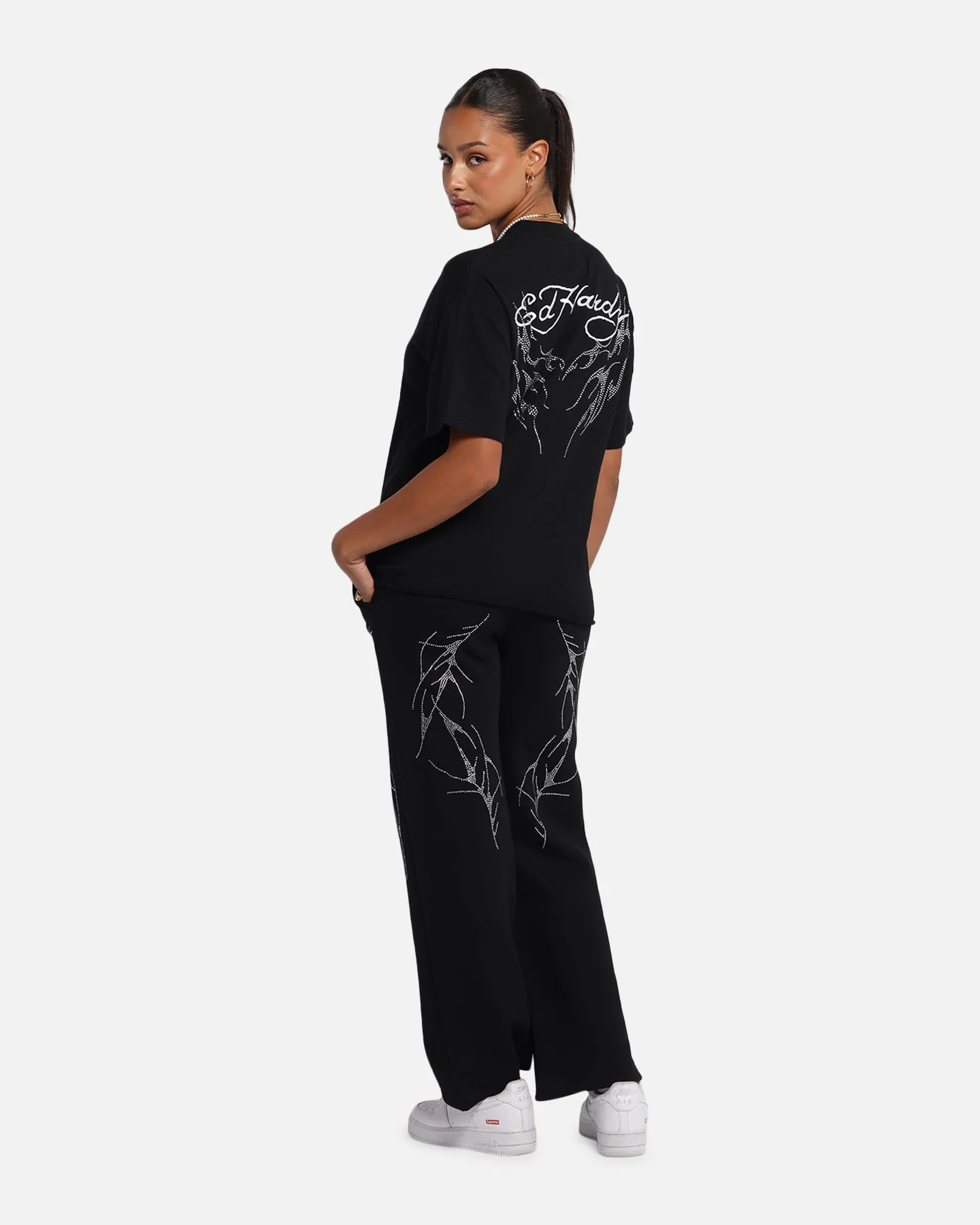 Ed Hardy Techno Rhinestone T-Shirt Black