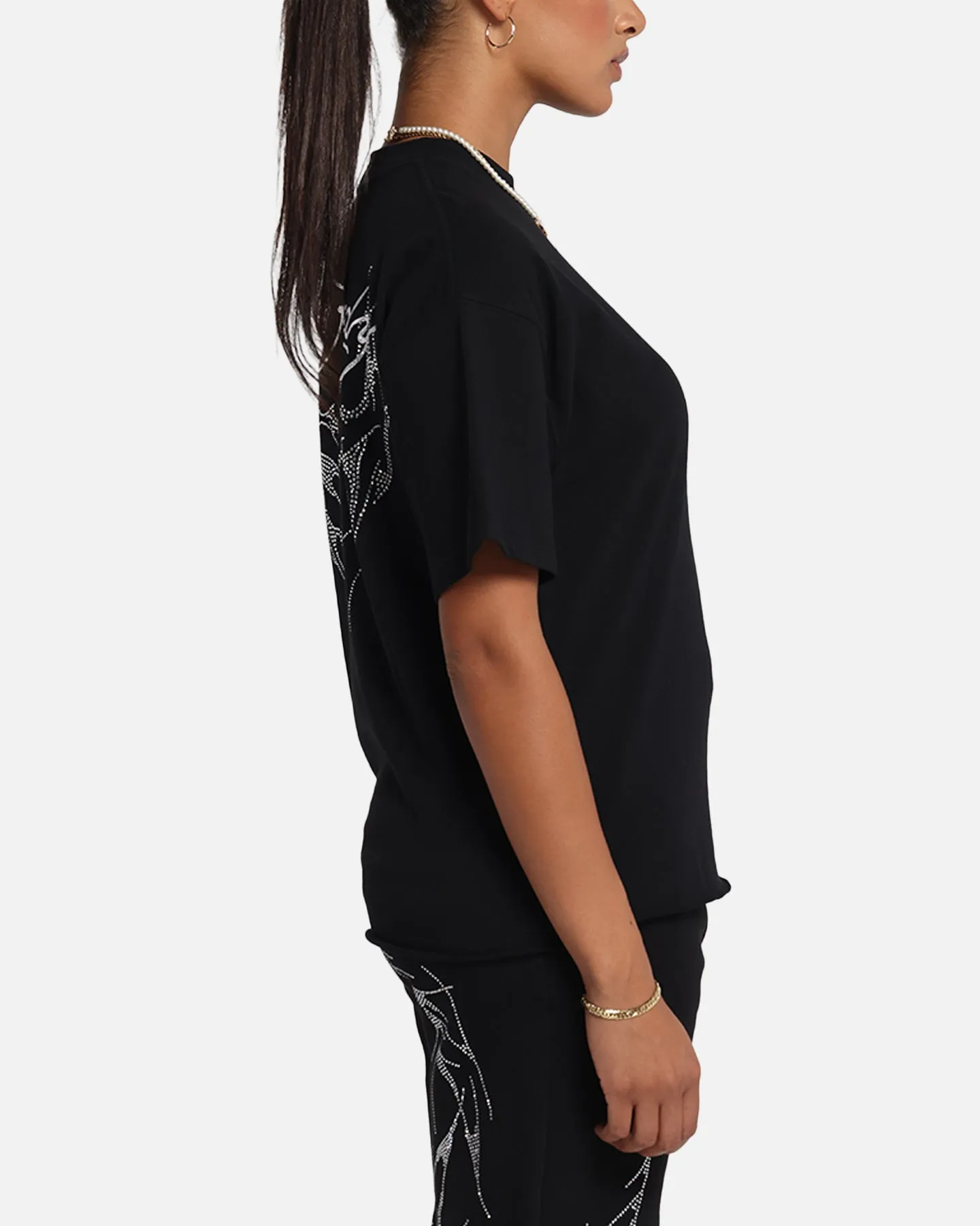 Ed Hardy Techno Rhinestone T-Shirt Black