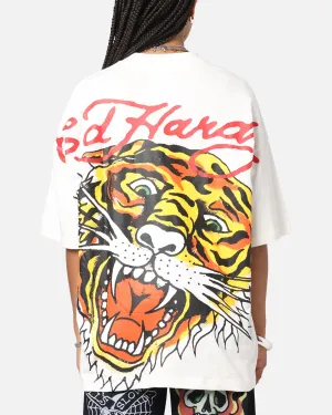 Ed Hardy Tiger Oversized Print T-Shirt Off White