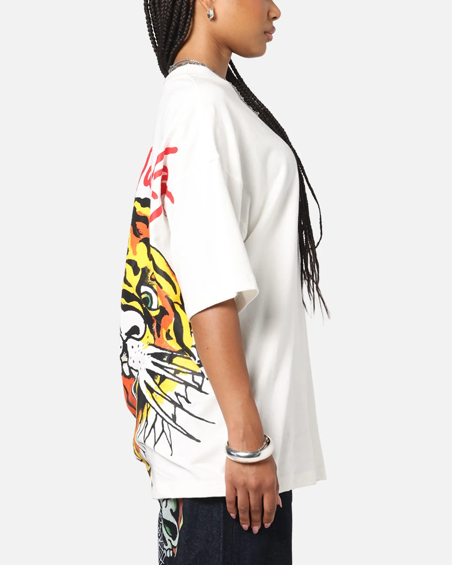 Ed Hardy Tiger Oversized Print T-Shirt Off White