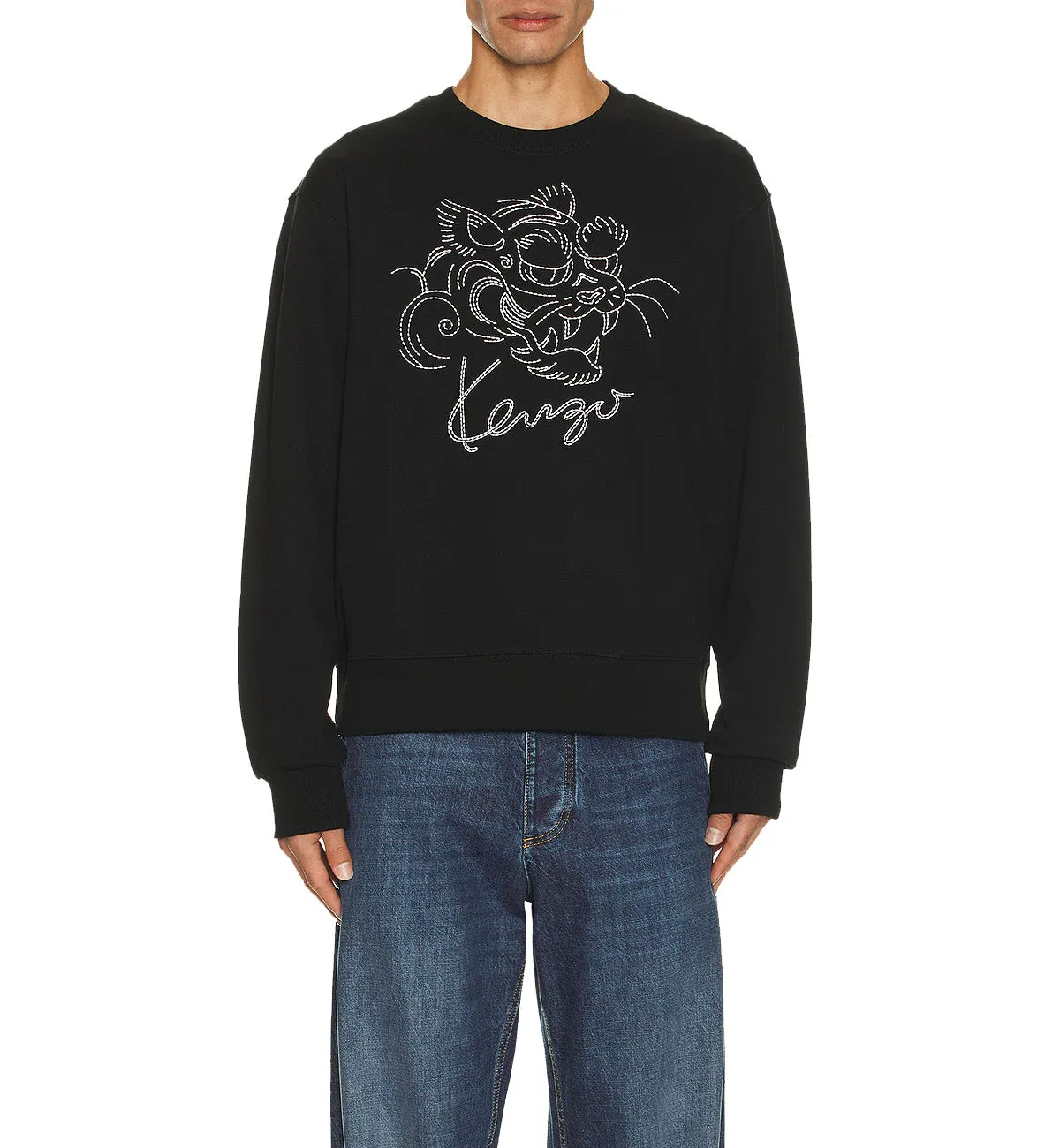 Kenzo Star Tiger Embroidered Sweatshirt (Black)