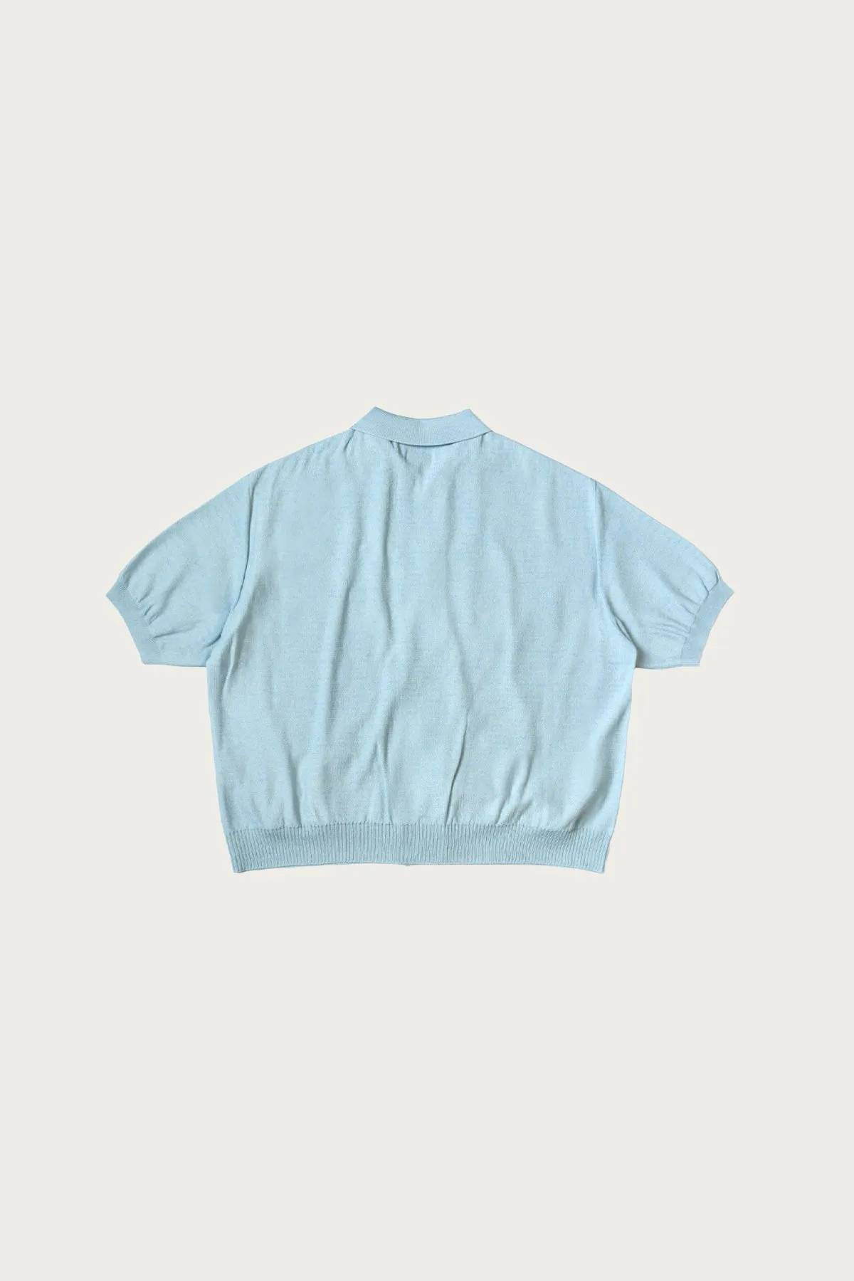 Knit x 8oz Denim Coverall Polo Shirt - Sax
