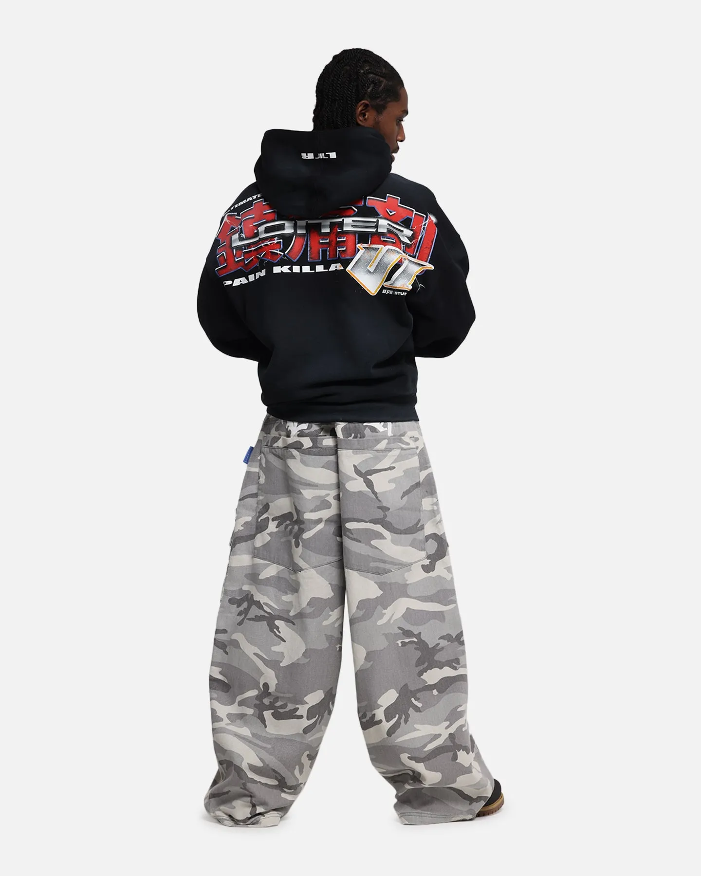 Loiter Fighter Zip Up Hoodie Washed Black