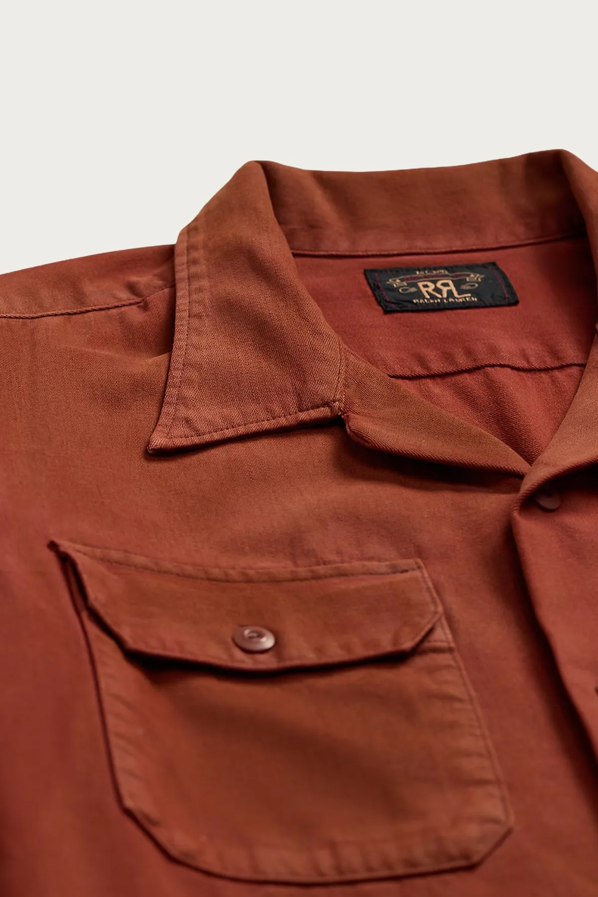 Long Sleeve Cotton Twill Holmes Camp Shirt - Brick