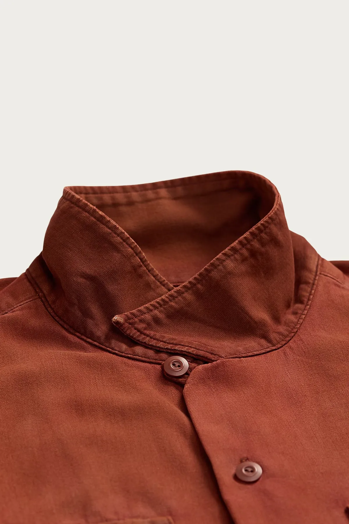 Long Sleeve Cotton Twill Holmes Camp Shirt - Brick