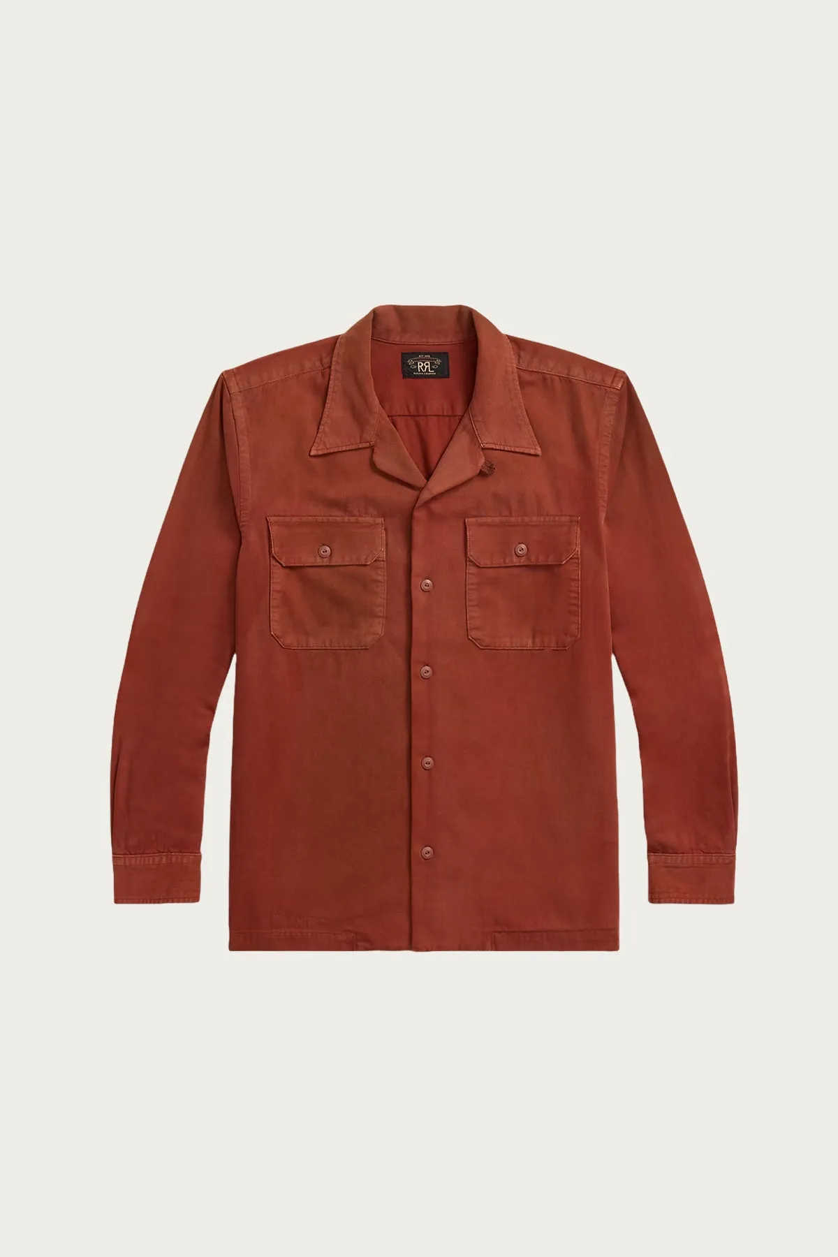 Long Sleeve Cotton Twill Holmes Camp Shirt - Brick