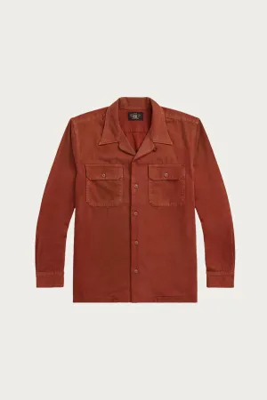 Long Sleeve Cotton Twill Holmes Camp Shirt - Brick