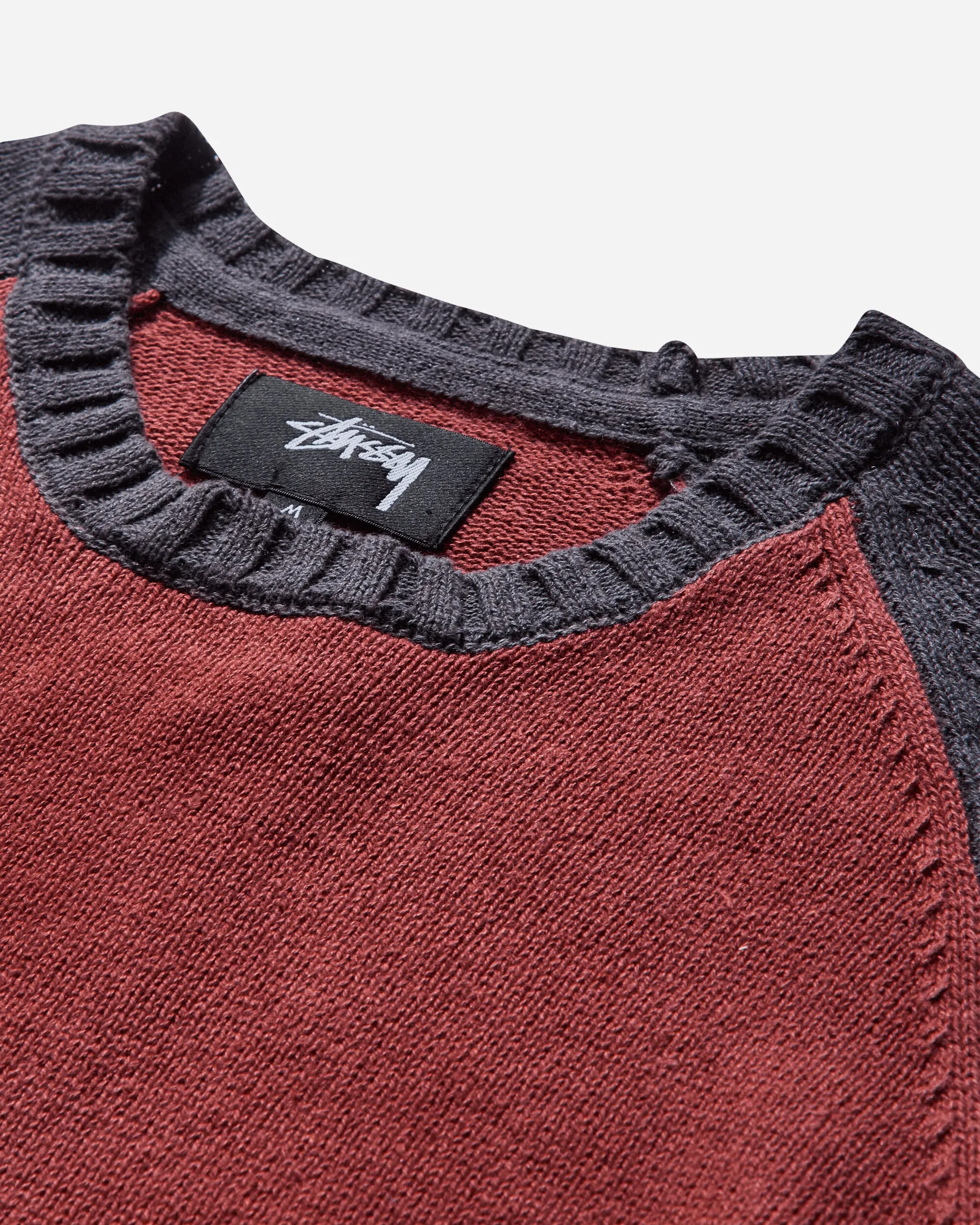 Men's Colorblocked Raglan Knit Crewneck Brick