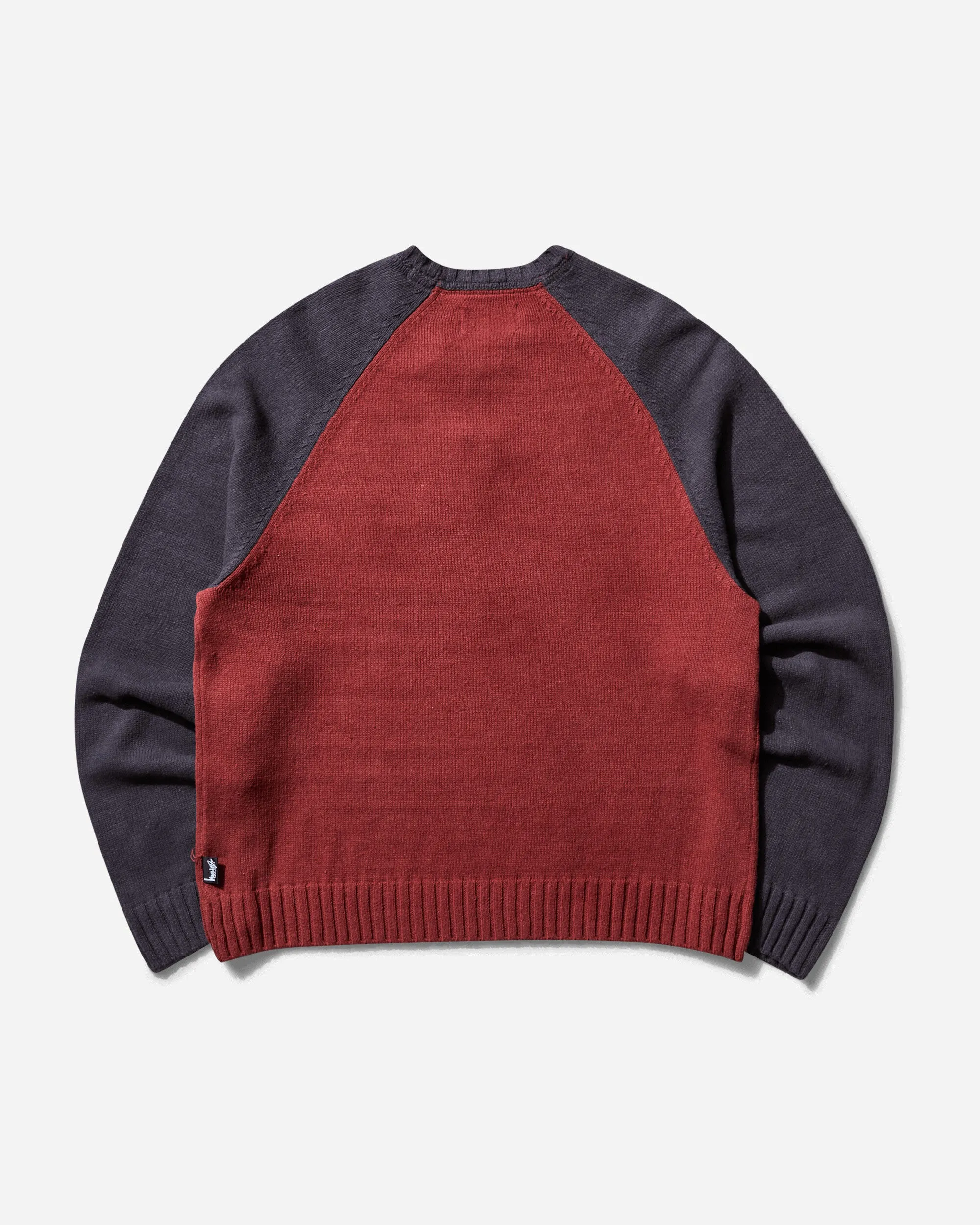 Men's Colorblocked Raglan Knit Crewneck Brick