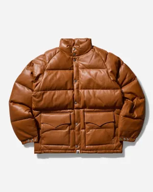 Men's Leather Classic Down Jacket Brown