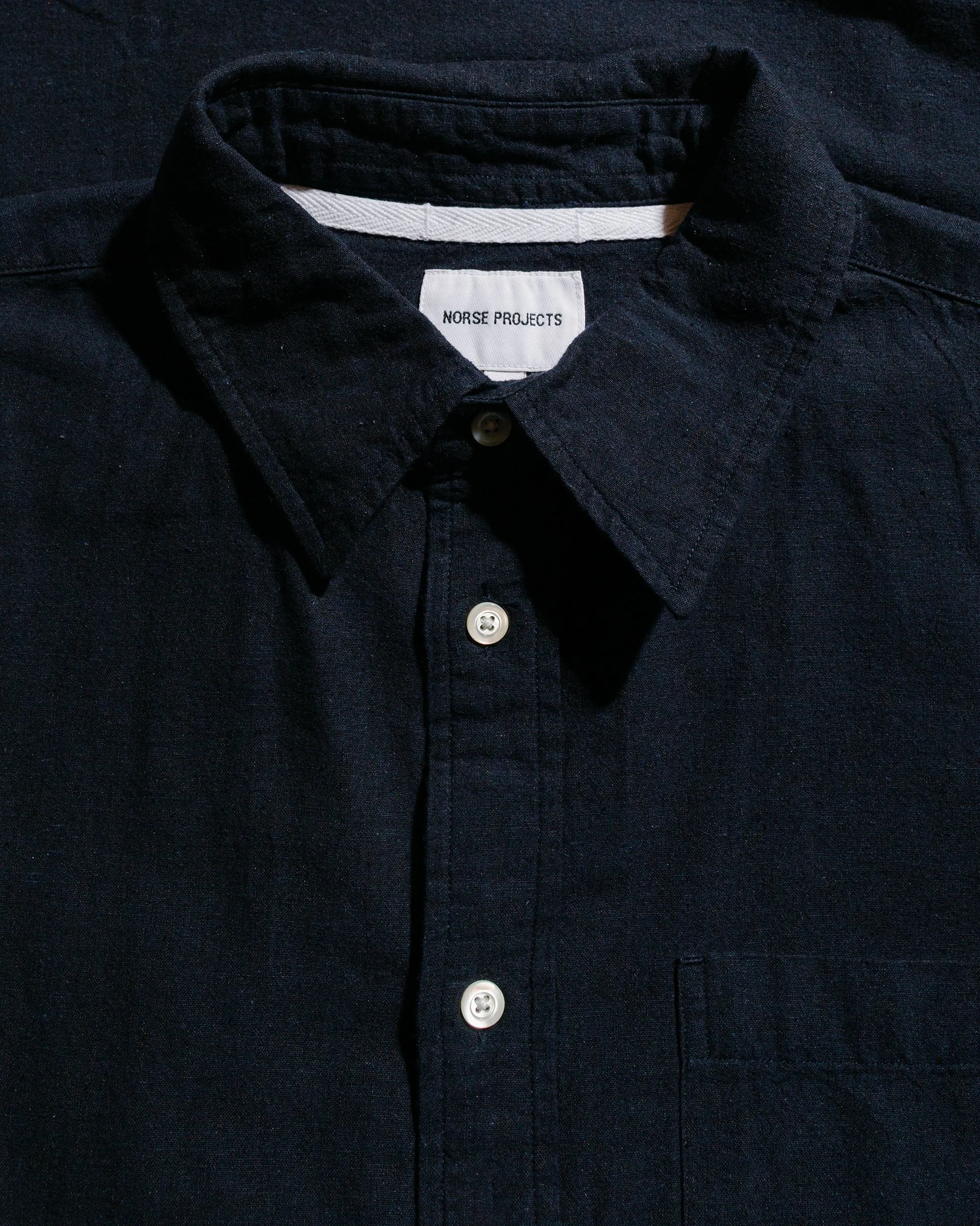 Norse Projects Algot Relaxed Cotton Linen Shirt Dark Navy