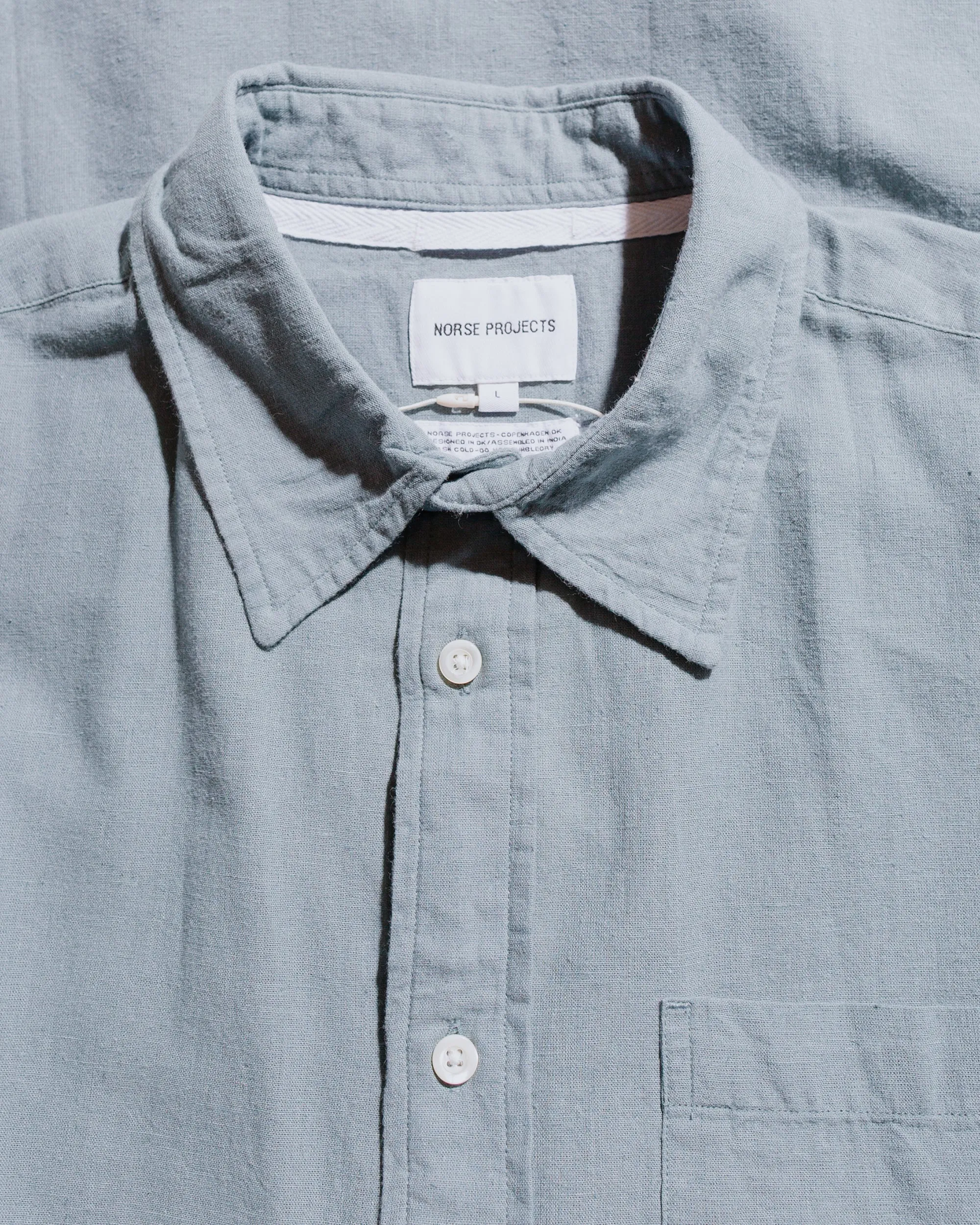 Norse Projects Algot Relaxed Cotton Linen Shirt Greyish Blue
