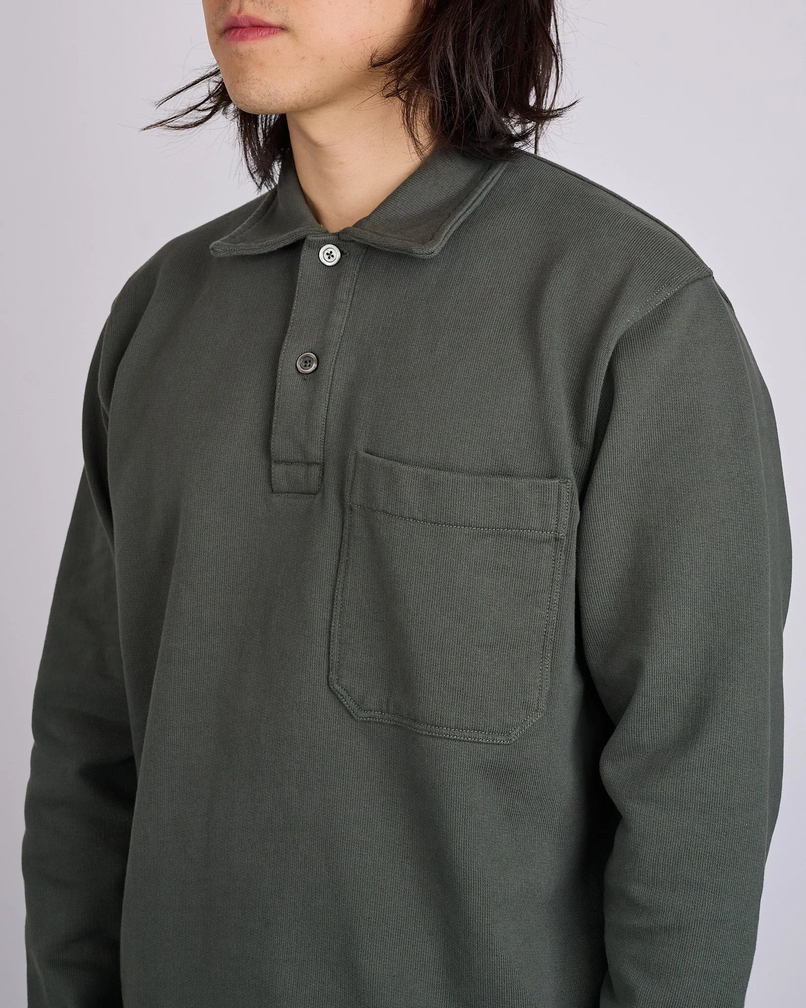 Norse Projects Fraser Relaxed Organic Loopback LS Black Olive
