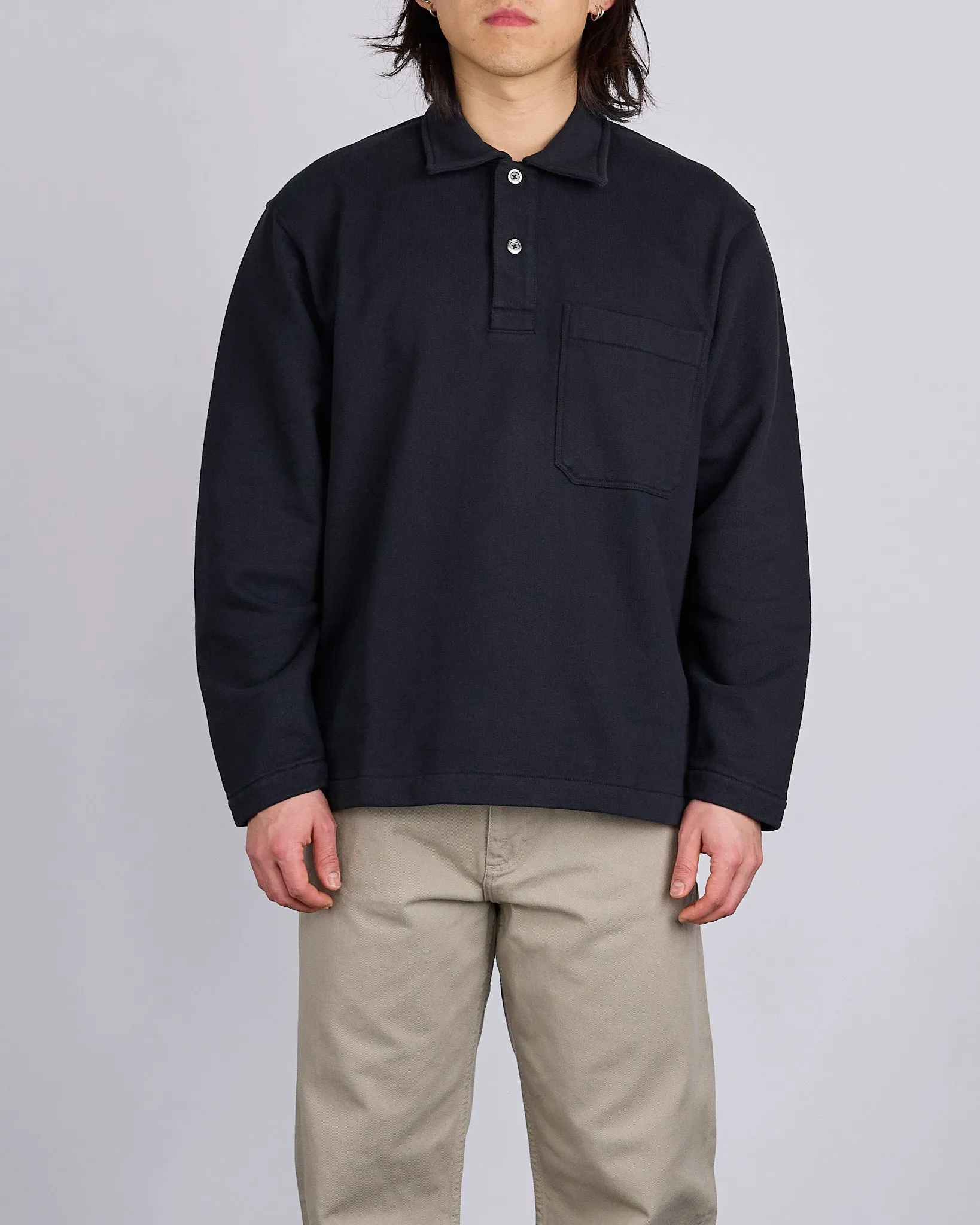 Norse Projects Fraser Relaxed Organic Loopback LS Black