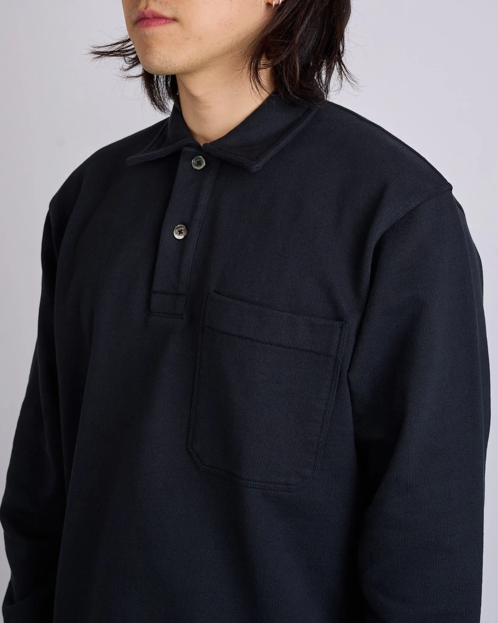 Norse Projects Fraser Relaxed Organic Loopback LS Black