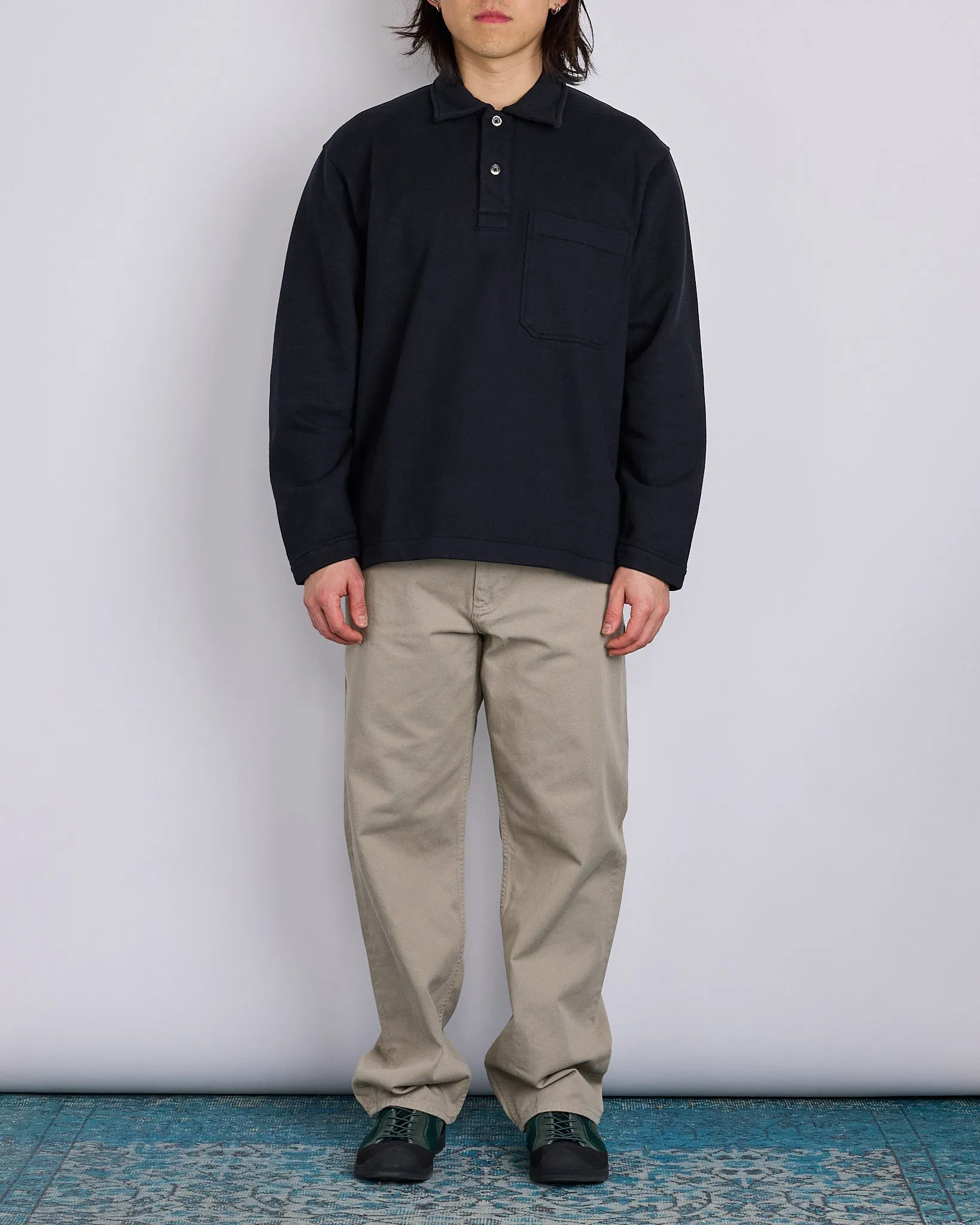 Norse Projects Fraser Relaxed Organic Loopback LS Black