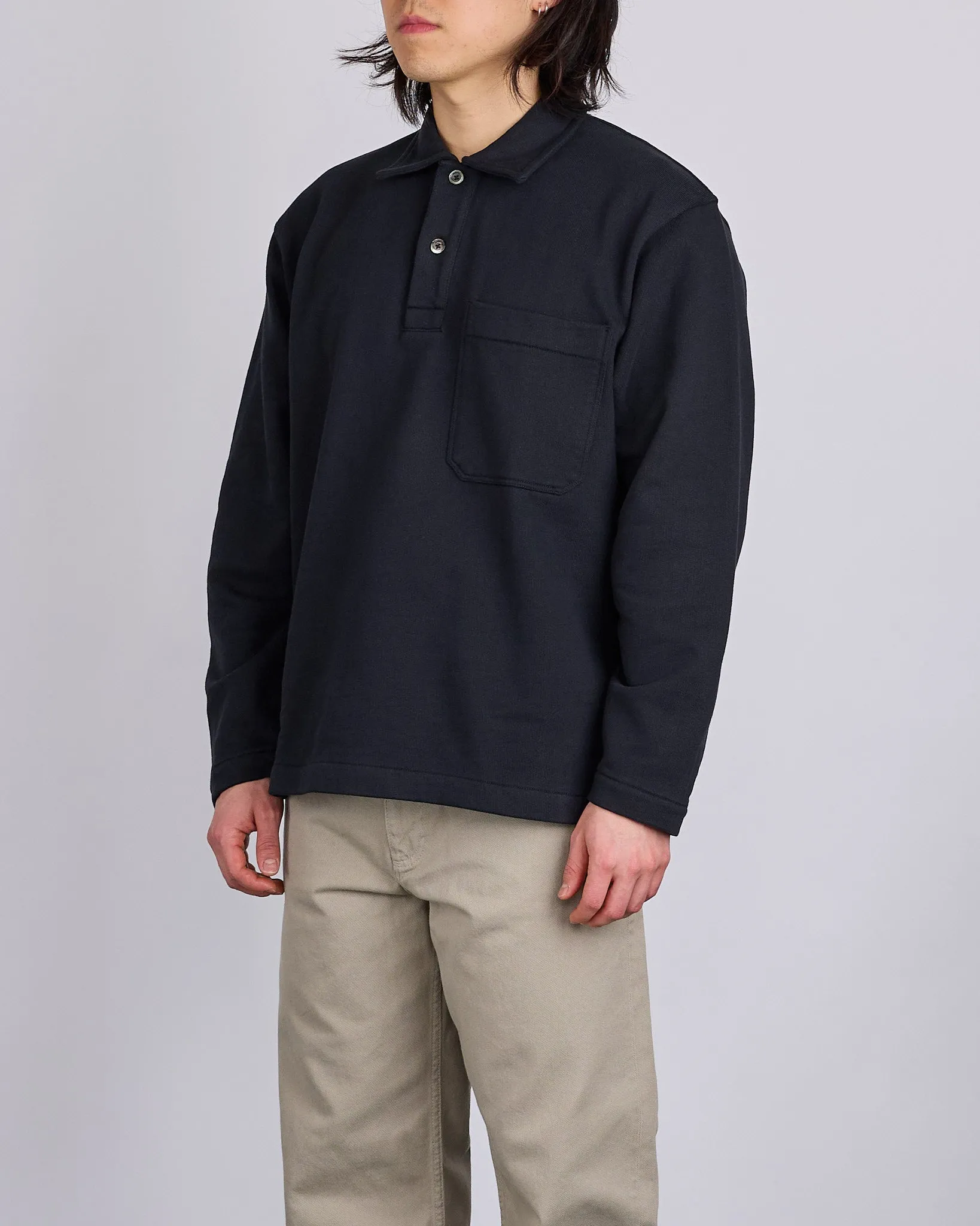 Norse Projects Fraser Relaxed Organic Loopback LS Black
