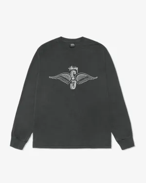 Stssy - Men's Skull Wings Pig. Dyed Long Sleeve T-Shirt - (Black)
