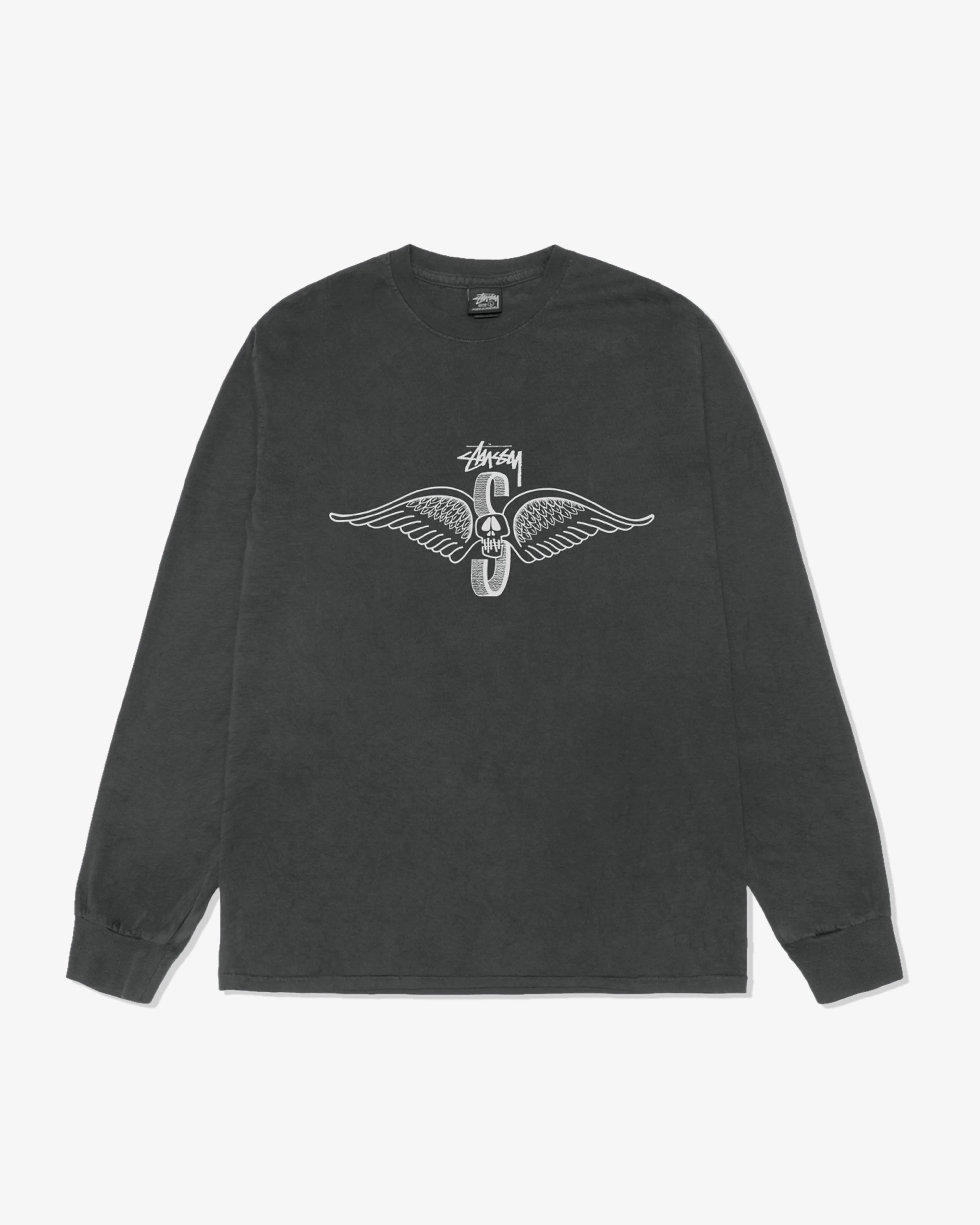 Stssy - Men's Skull Wings Pig. Dyed Long Sleeve T-Shirt - (Black)