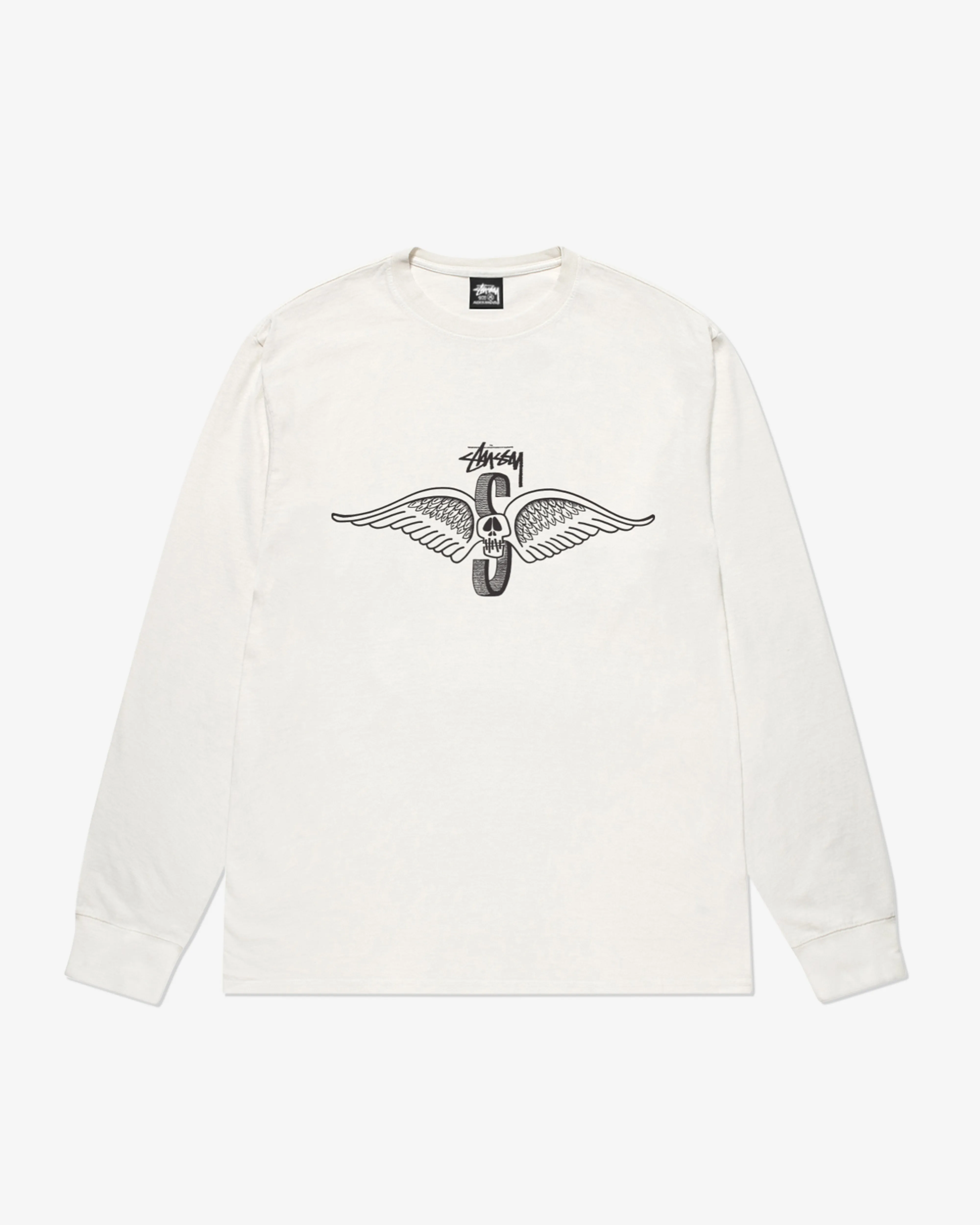Stssy - Men's Skull Wings Pig. Dyed Long Sleeve T-Shirt - (Natural)