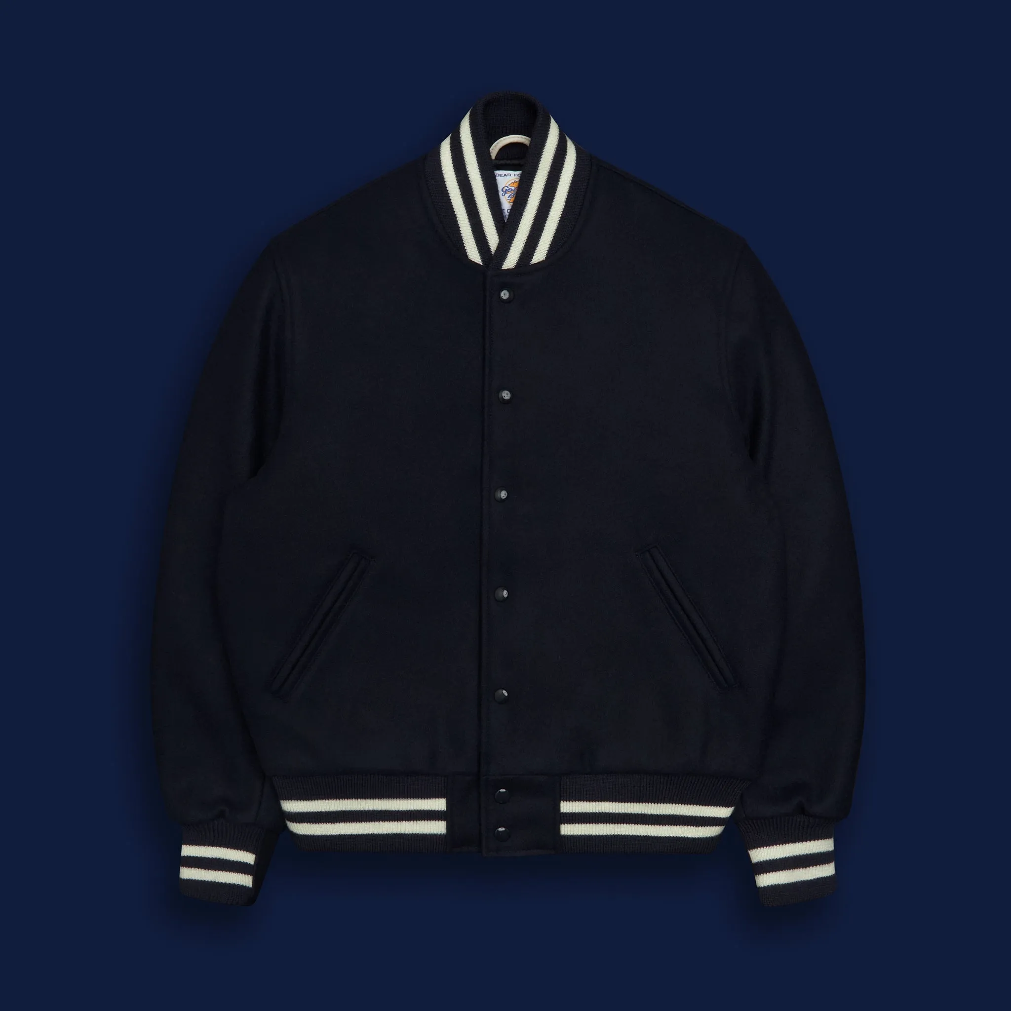 THE PORTOLA - Navy Wool/Striped Cuff Classic Fit