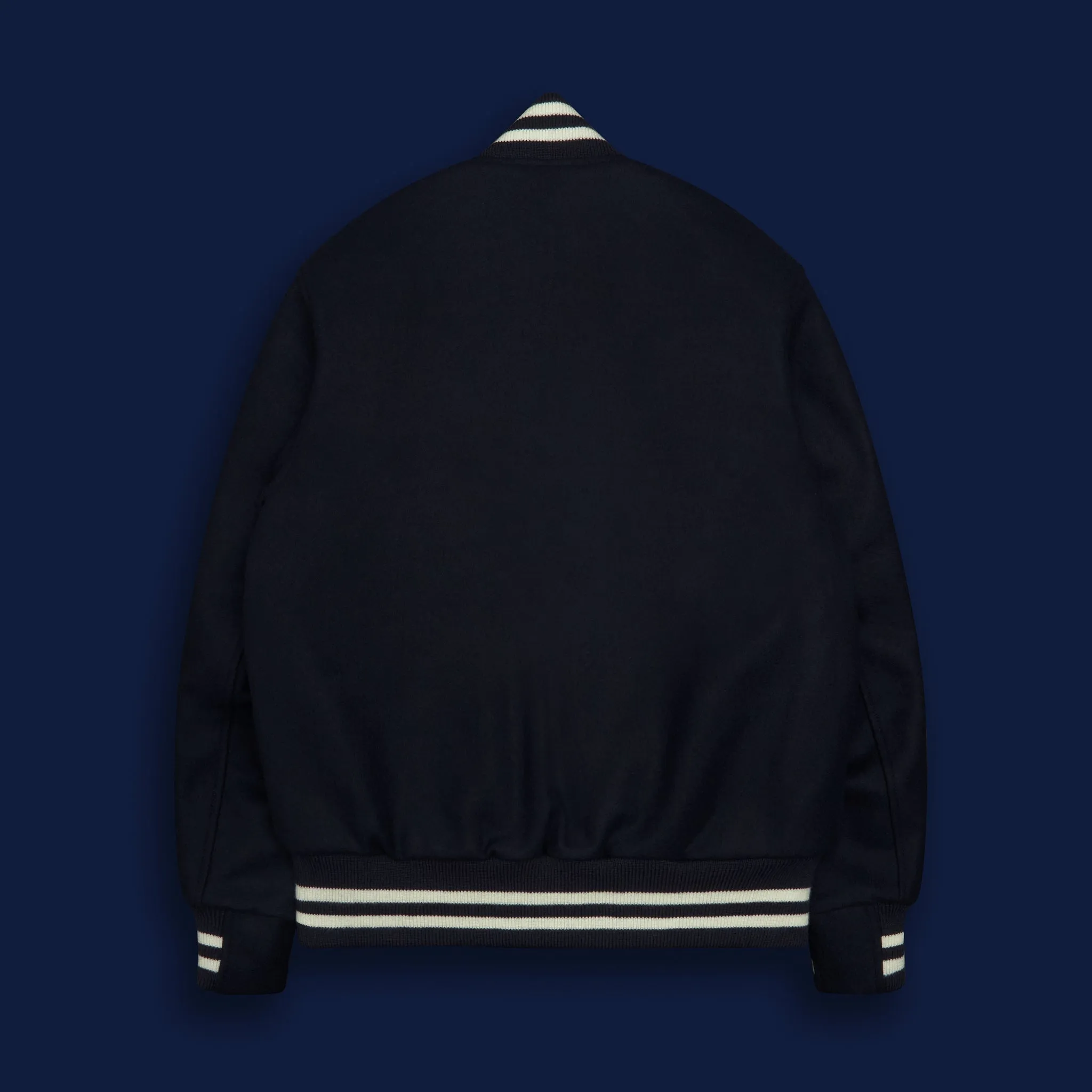 THE PORTOLA - Navy Wool/Striped Cuff Classic Fit