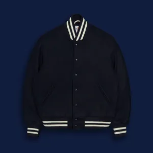 THE PORTOLA - Navy Wool/Striped Cuff Classic Fit