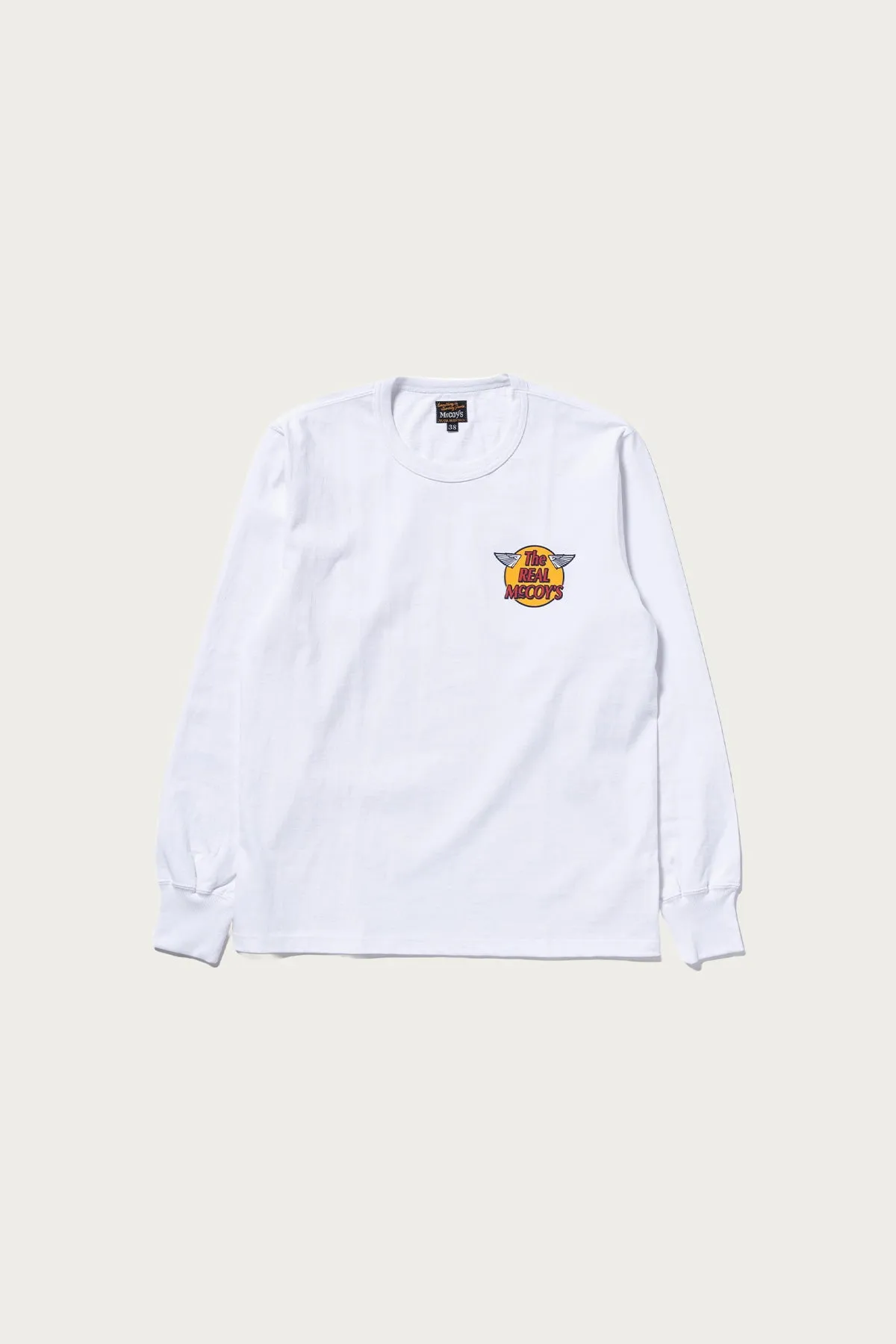 The Real McCoys Logo Tee L/S - White