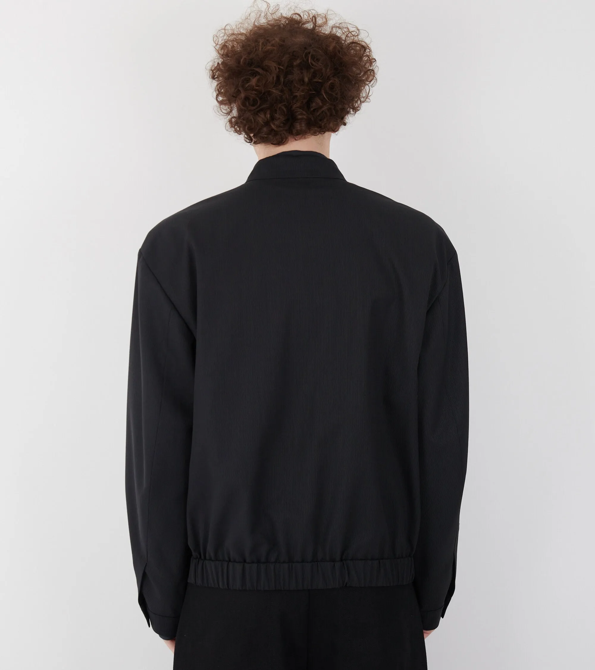 Wool Stripe Zip-up Jumper Black