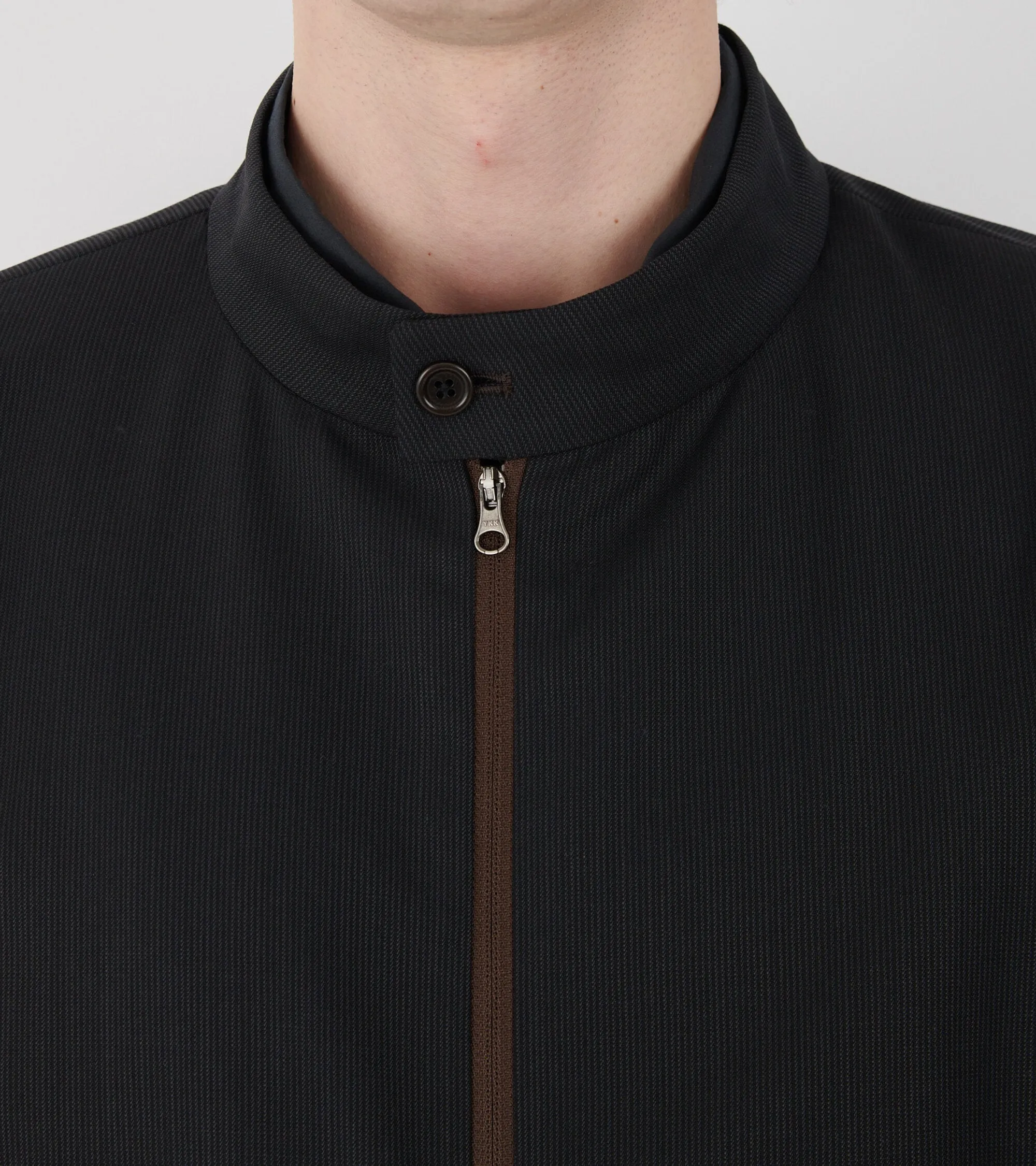 Wool Stripe Zip-up Jumper Black