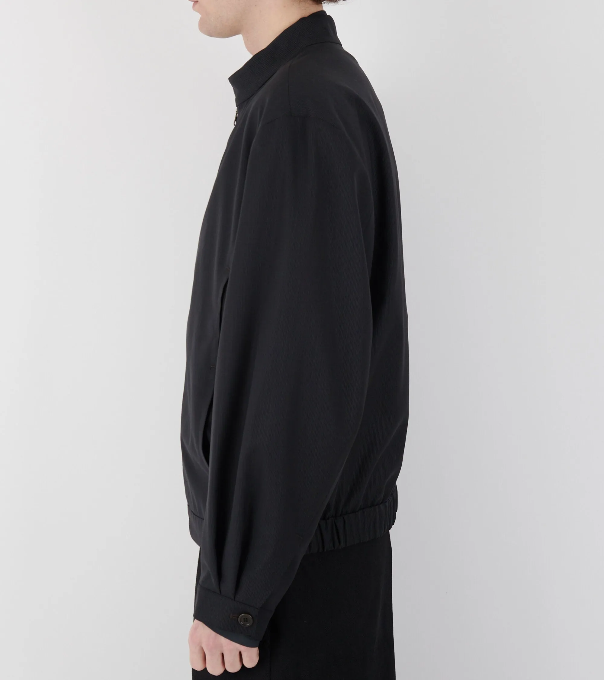 Wool Stripe Zip-up Jumper Black