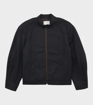 Wool Stripe Zip-up Jumper Black